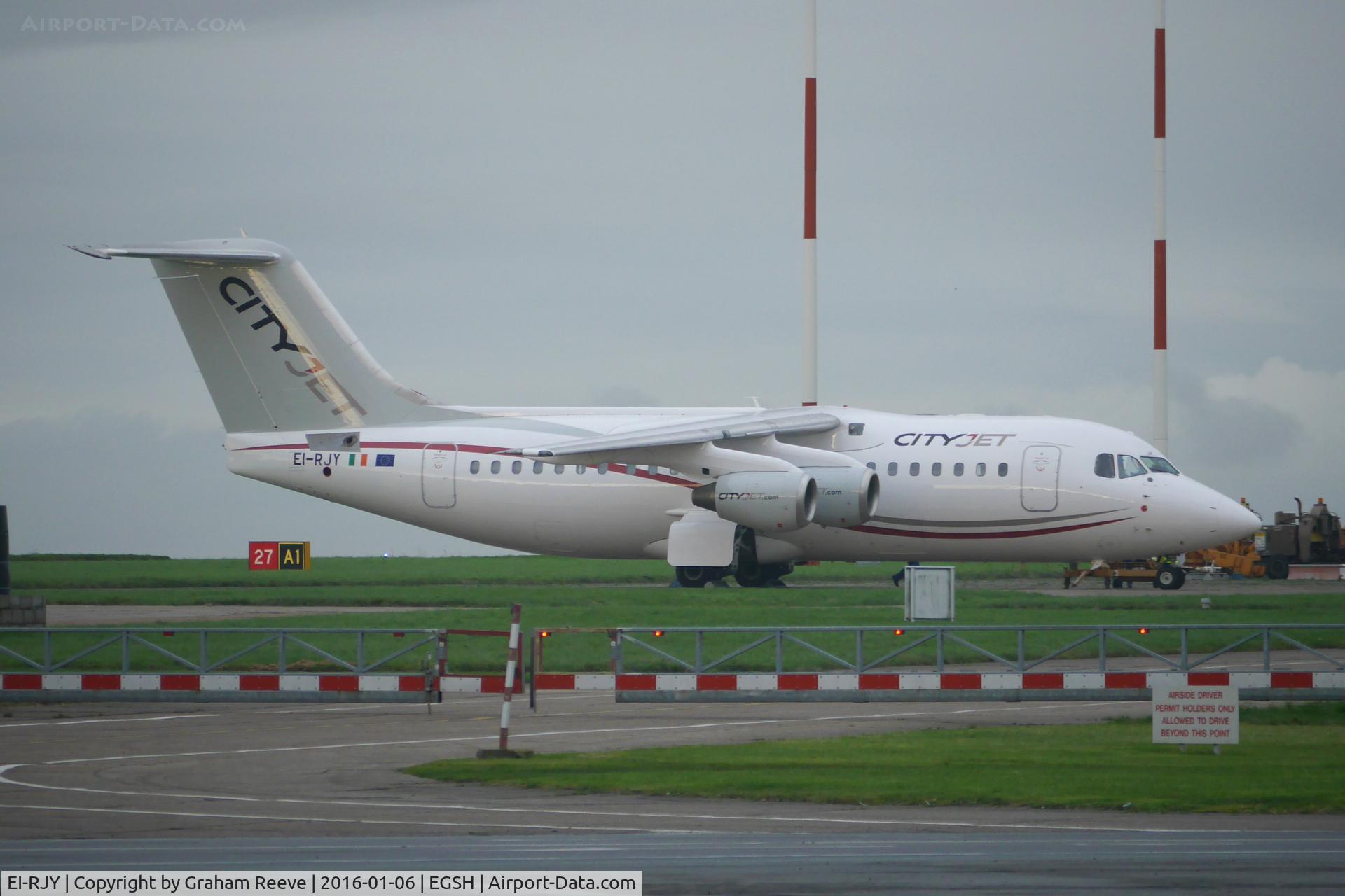 EI-RJY, 1997 British Aerospace Avro 146-RJ85 C/N E.2307, Parked at Norwich.
