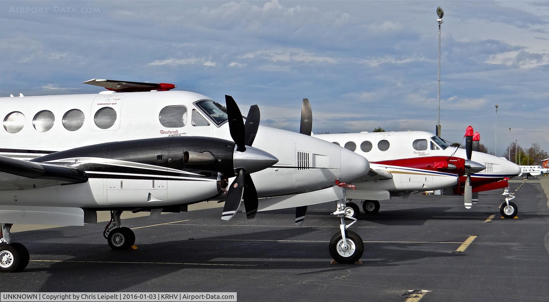 UNKNOWN, Beech King Air 250 C/N Not known, Two King Airs parked next to each other, both for a 49er football game at Reid Hillview Airport, San Jose, CA. One is a King Air 250 from Central California and one is a King Air 200 from Southern California. No tail numbers on aircraft as per request.
