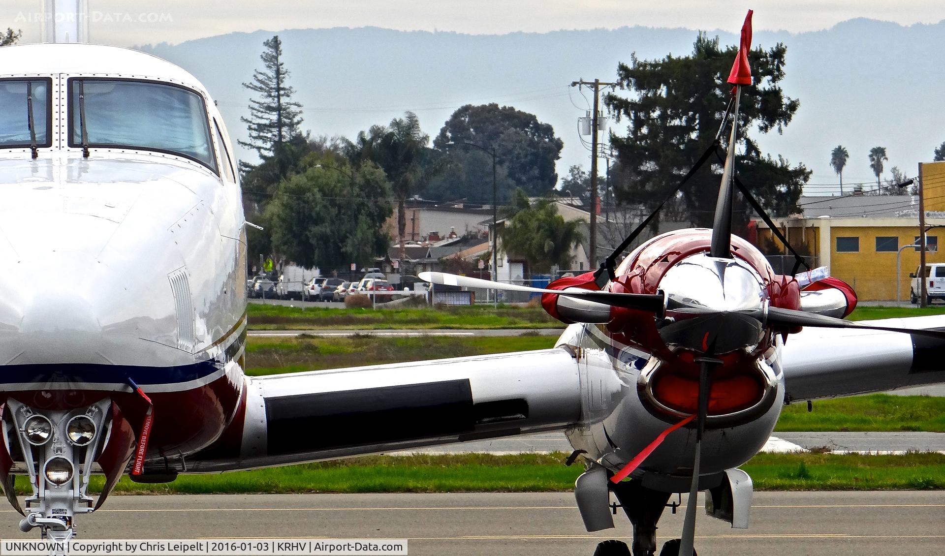UNKNOWN, Beech King Air 250 C/N Not known, Going head on with a Southern California-based 1978 Beechcraft King Air 200 visiting for a 49er Football game at Reid Hillview Airport, San Jose, CA.
