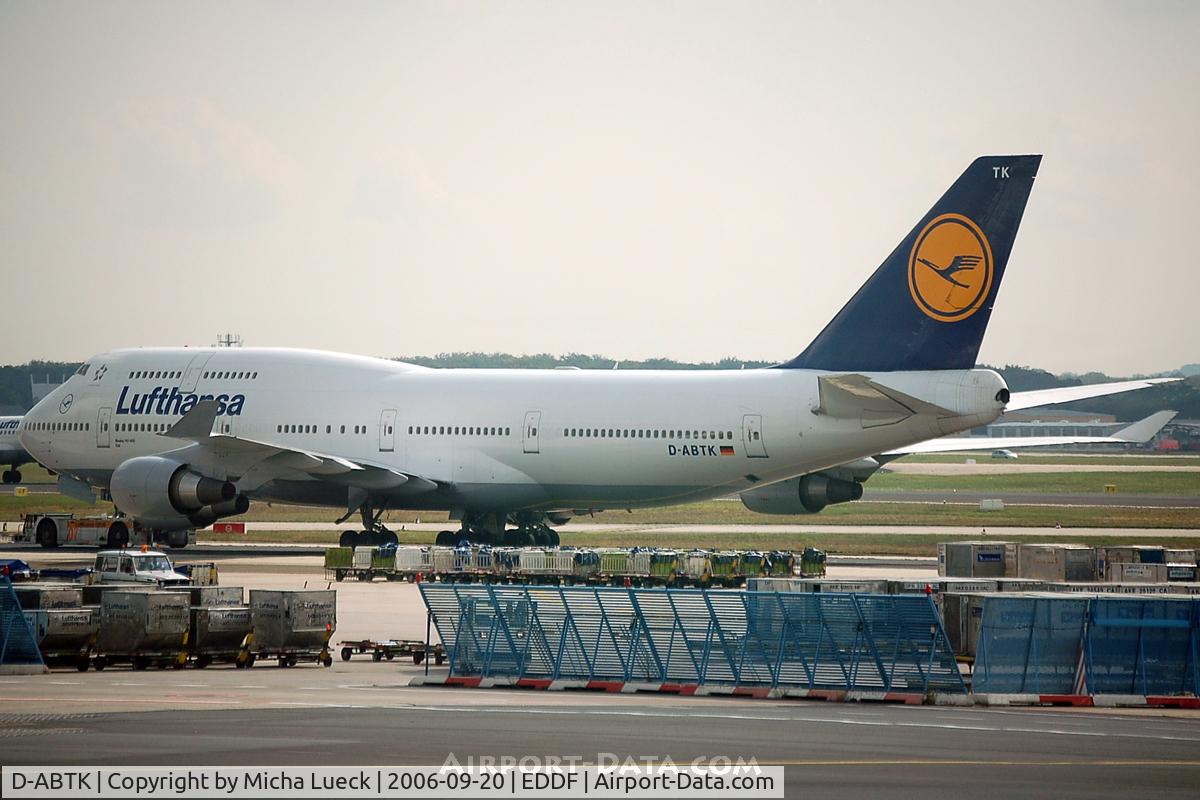 D-ABTK, 2001 Boeing 747-430 C/N 29871, At Frankfurt