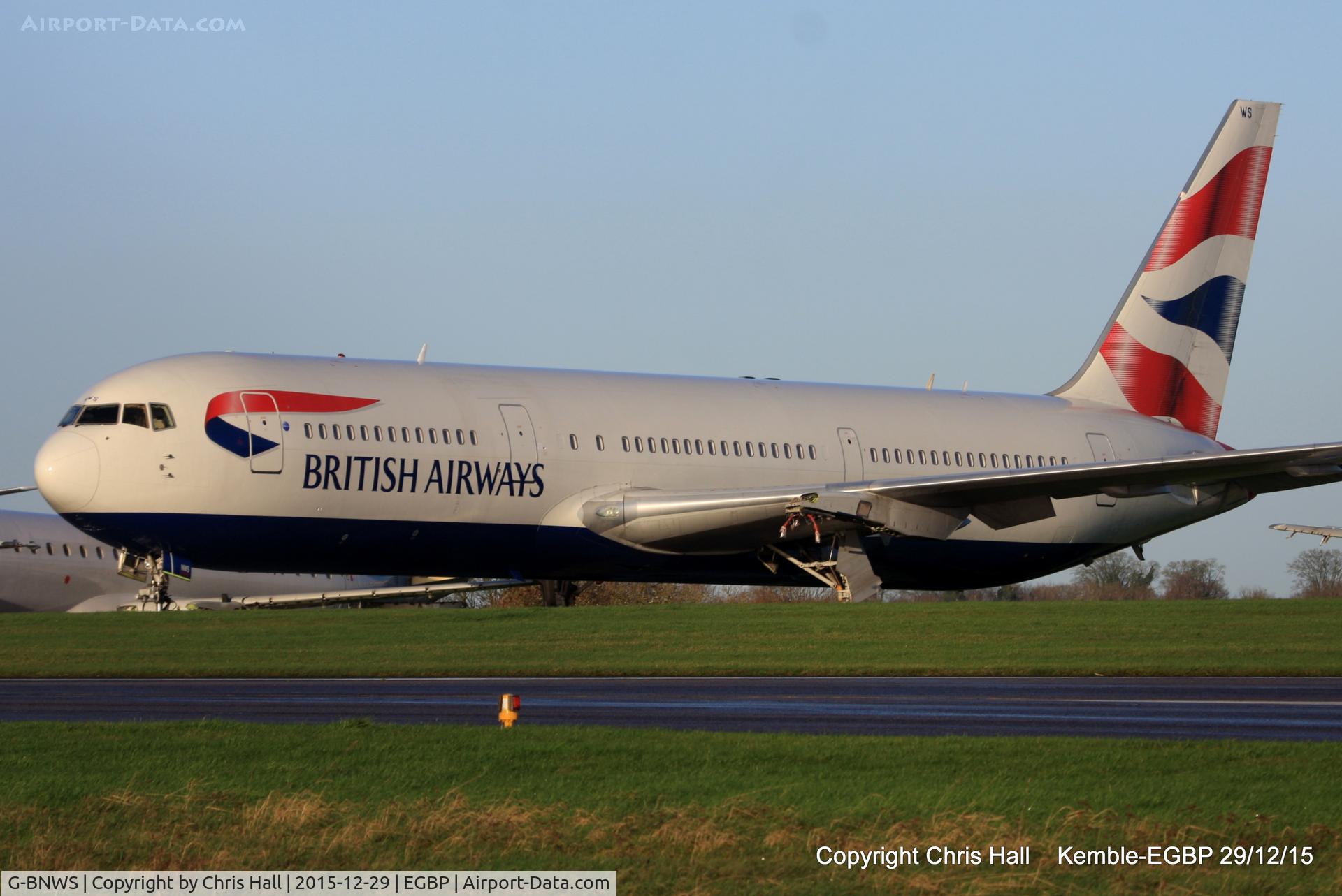 G-BNWS, 1992 Boeing 767-336 C/N 25826, in the scrapping area at Kemble