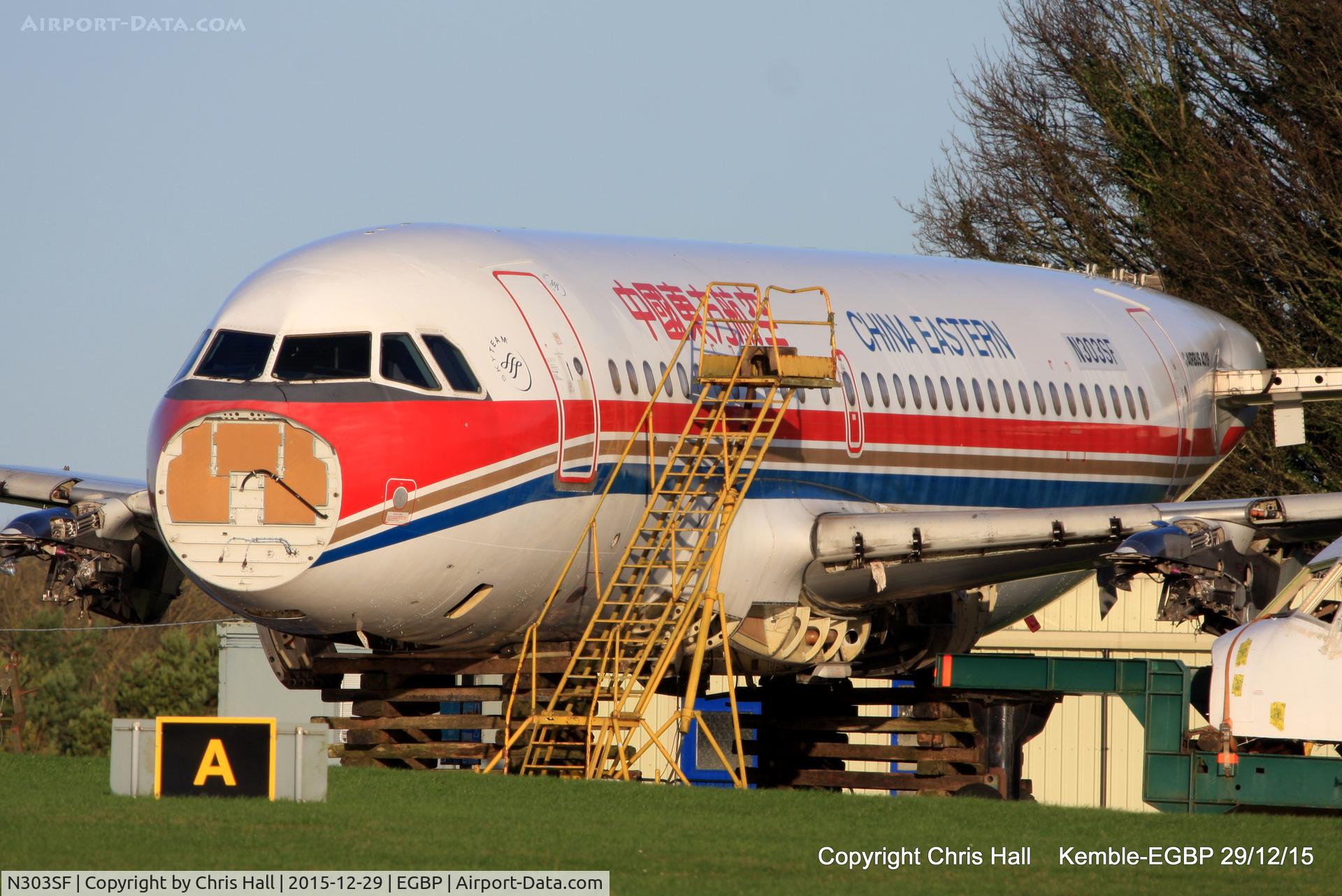 N303SF, 2000 Airbus A319-112 C/N 1303, ex B-2332 China Eastern Airlines in the scrapping area at Kemble
