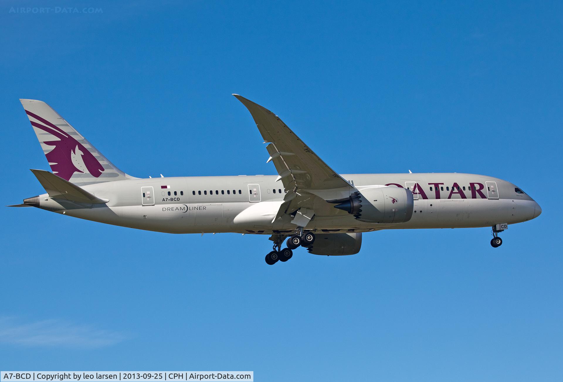 A7-BCD, 2013 Boeing 787-8 Dreamliner C/N 38322, Copenhagen 25.9.13
