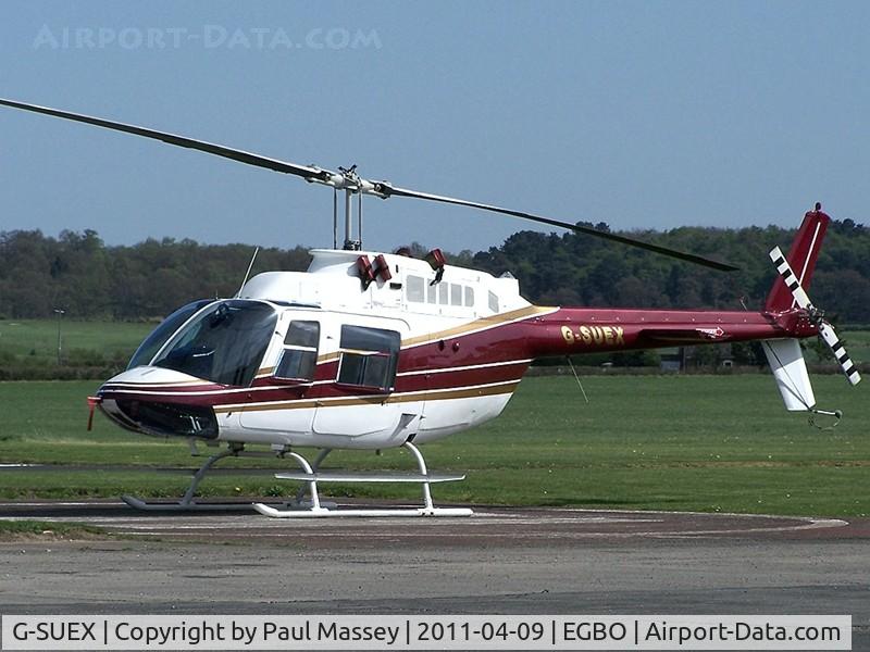 G-SUEX, 1978 Agusta AB-206B JetRanger II C/N 8567, @ Wolverhampton(Halfpenny Green). EX:-G-BYBC,G-BTWW,EI-BJV,G-BTWW.