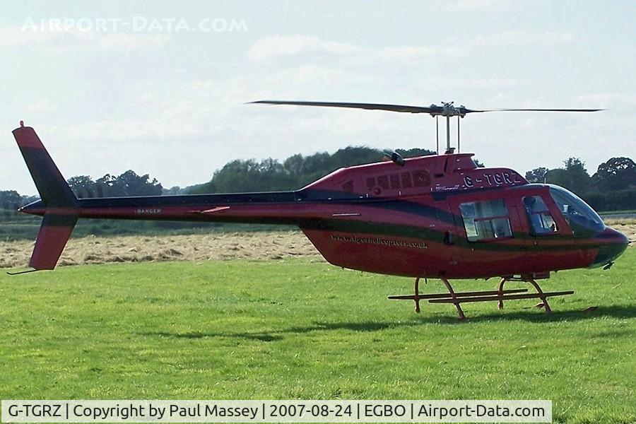 G-TGRZ, 1977 Bell 206B JetRanger II C/N 2288, @ Wolverhampton (Halfpenny Green).ex:-G-BXZX,N27EA,N16873,N93AT,N286CA.