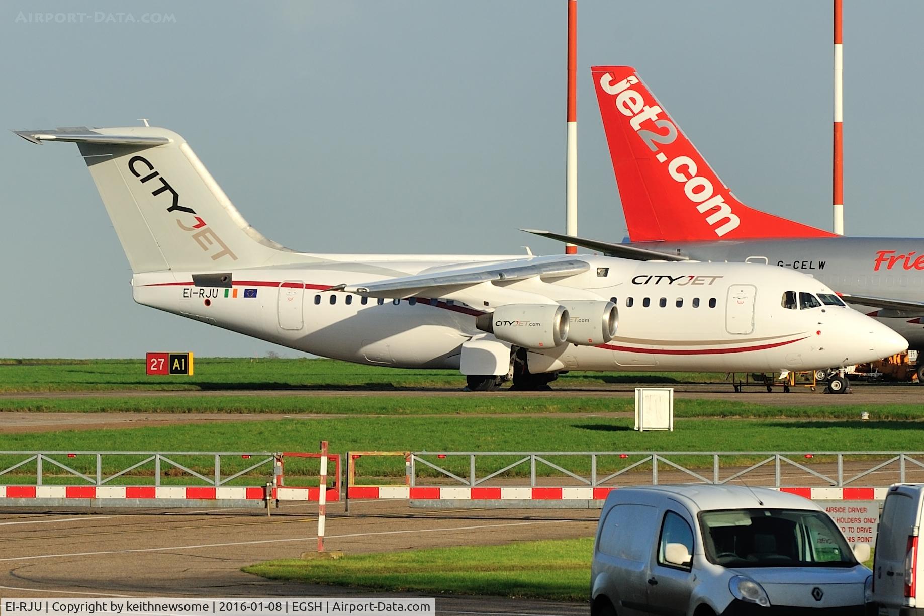EI-RJU, 2000 British Aerospace Avro 146-RJ85A C/N E2367, Removed from spray shop in latest colour scheme.