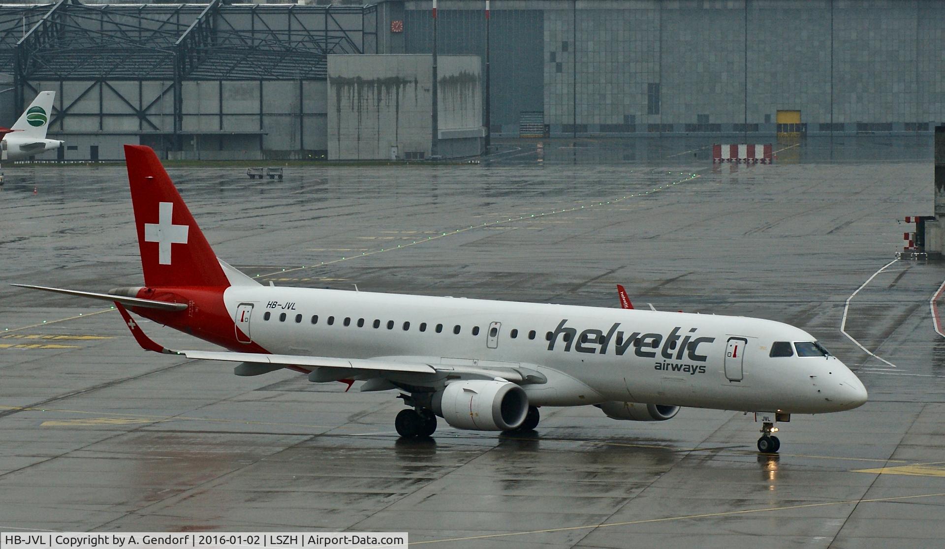 HB-JVL, 2010 Embraer E190 (ERJ-190-100) C/N 19000354, Helvetic, is here taxiing at Zürich-Kloten(LSZH)