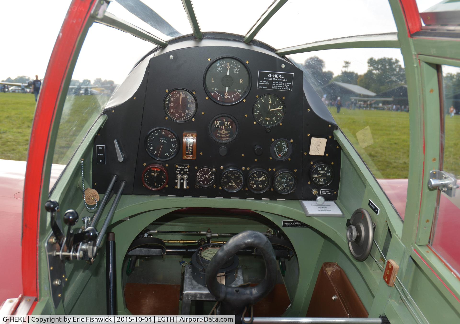 G-HEKL, 2008 Percival Mew Gull replica C/N PFA 013-14759, 4. G-HEKL at The Shuttleworth 'Uncovered' Airshow (Finale,) Oct. 2015.