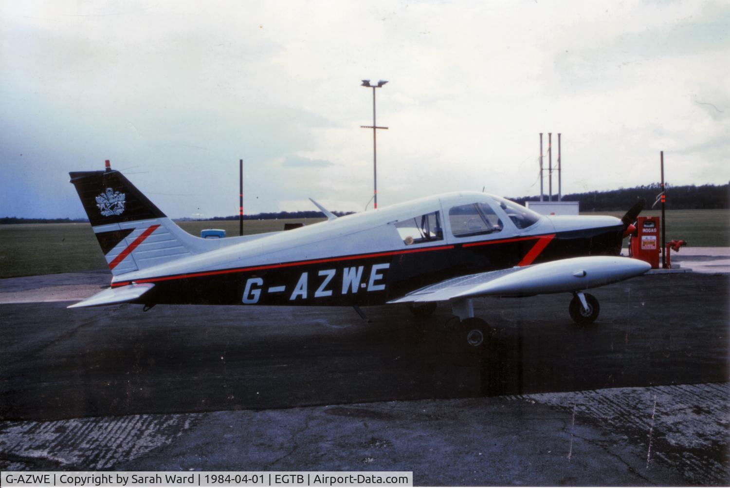 G-AZWE, 1972 Piper PA-28-140 Cherokee C/N 28-7225303, G-AZWE at the pumps at Wycombe Air Park prior to my flying it on local jolly.  Only recently painted in 'new' BA livery.