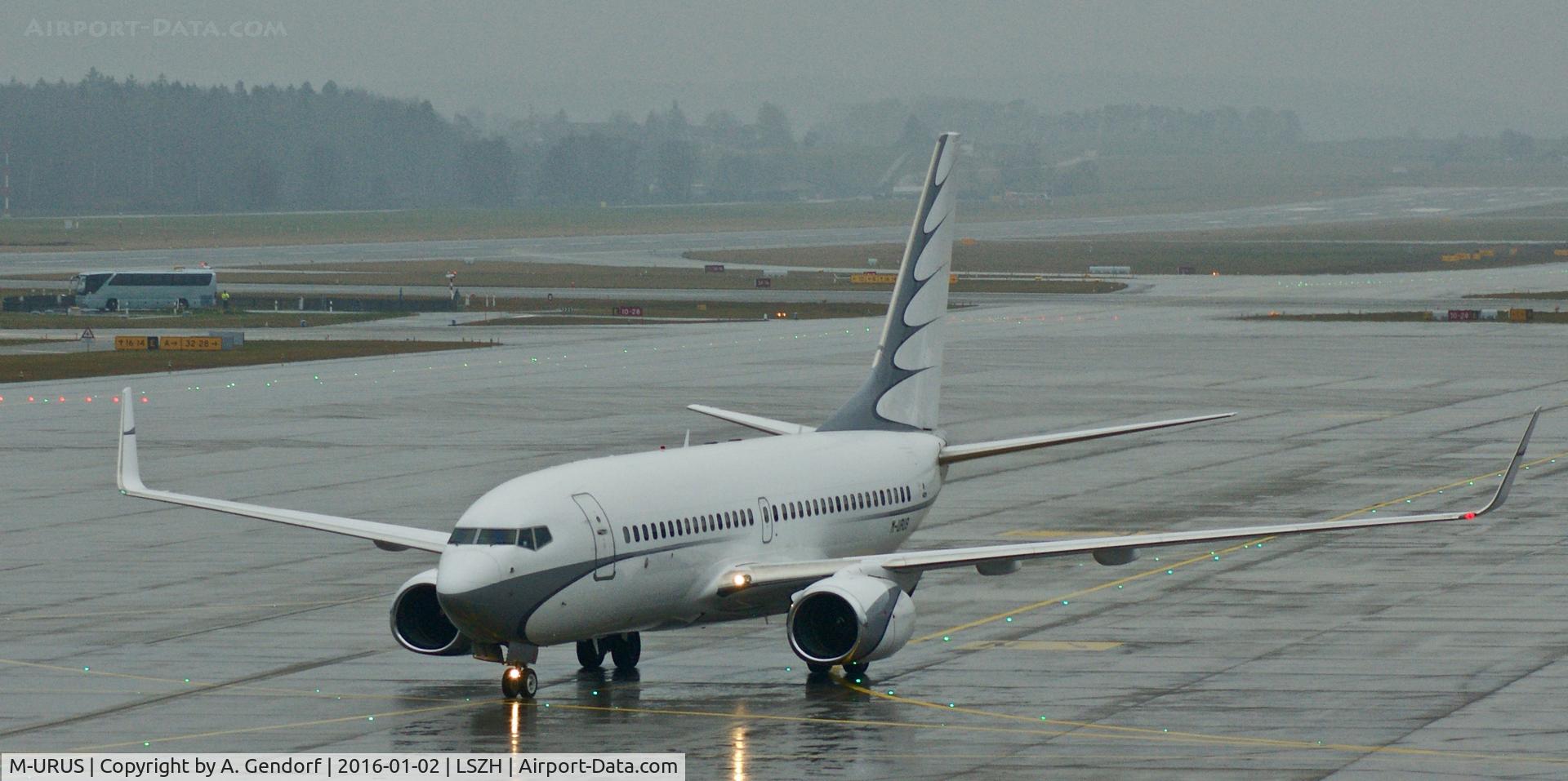 M-URUS, 2005 Boeing 737-7GC BBJ C/N 34622, Global Jet Luxembourg (untitled), seen here at Zürich-Kloten(LSZH) for a fuel stop