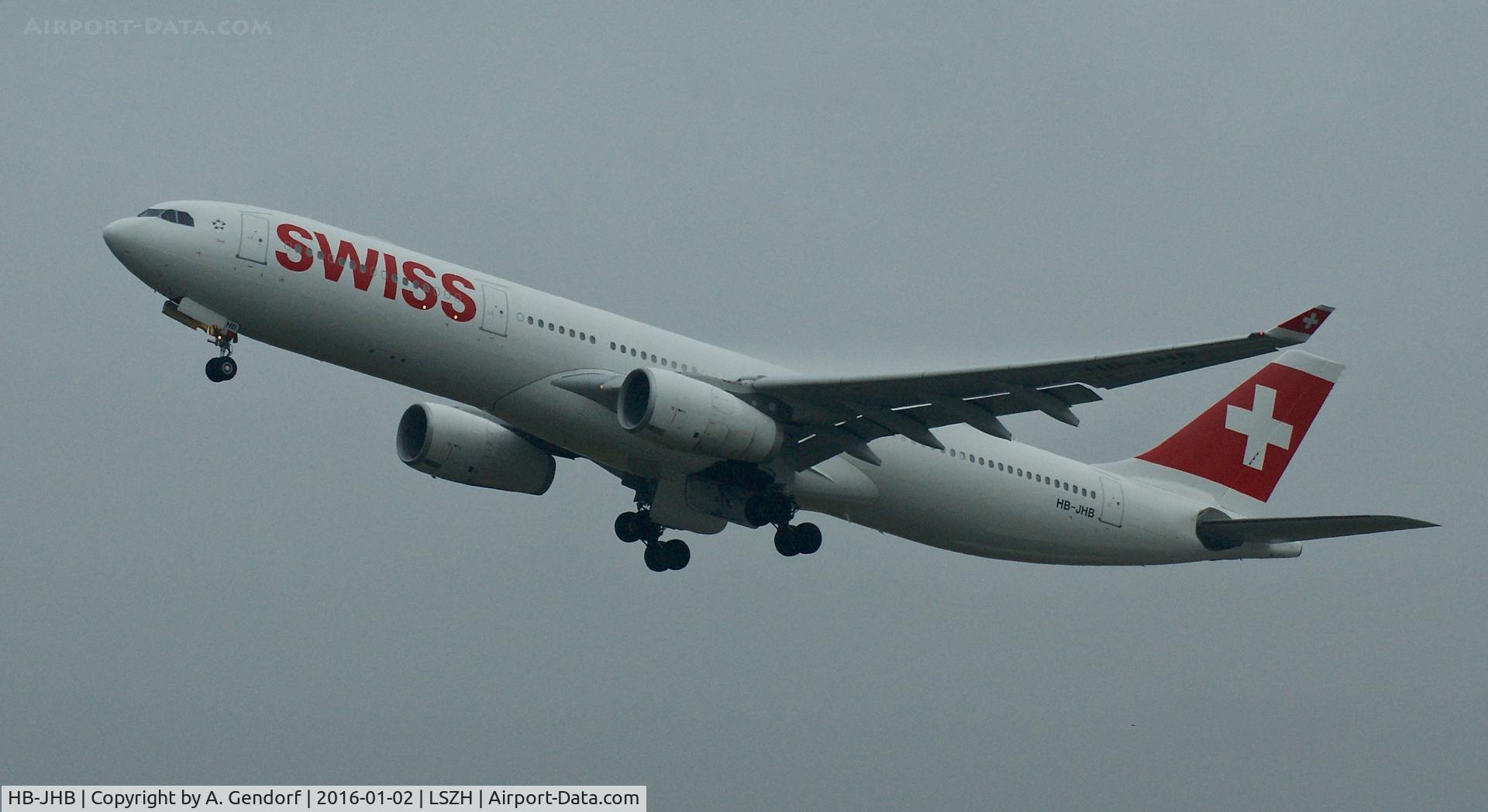 HB-JHB, 2009 Airbus A330-343X C/N 1018, Swiss, seen here climbing out at Zürich-Kloten(LSZH)
