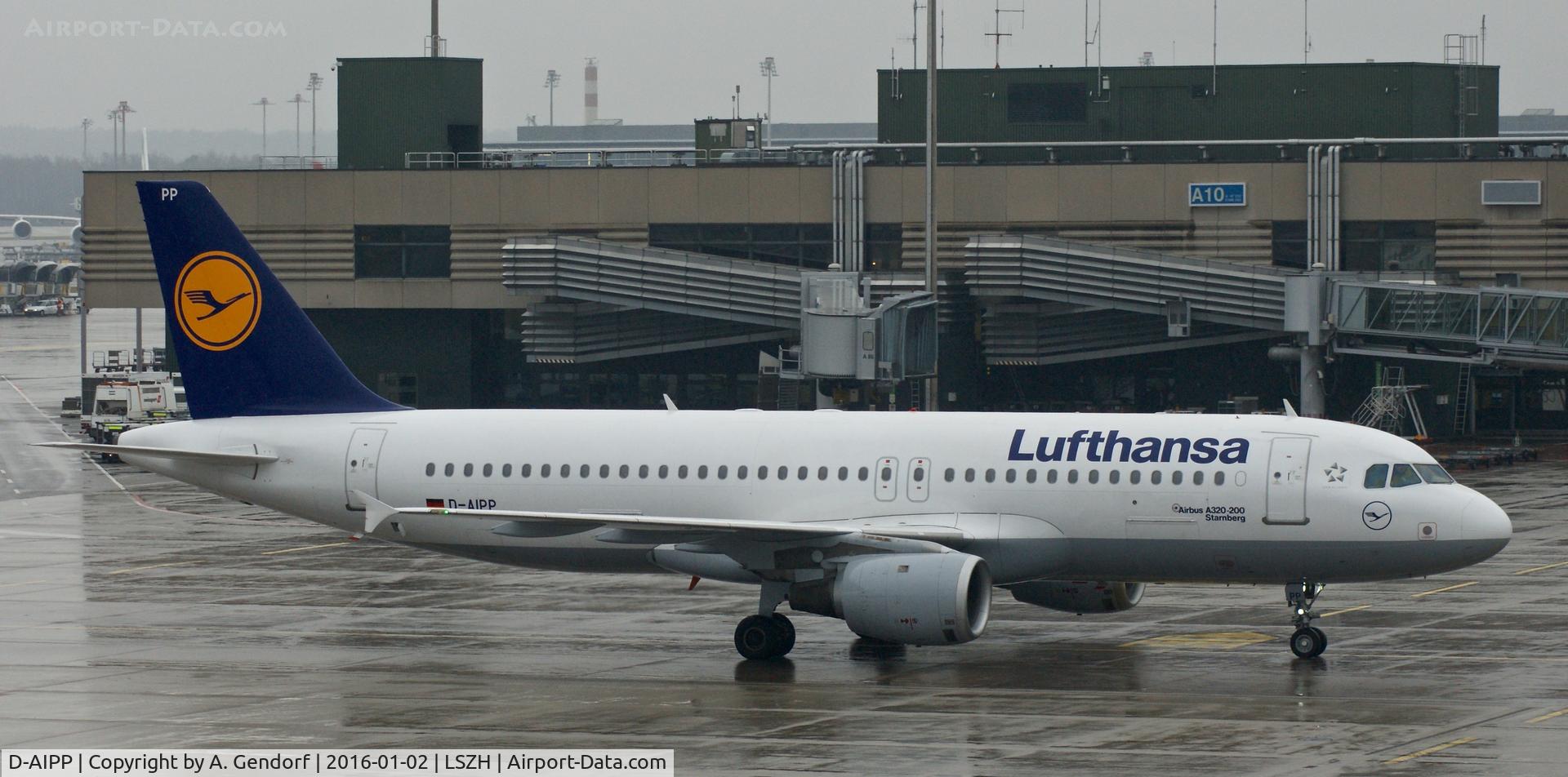 D-AIPP, 1990 Airbus A320-211 C/N 110, Lufthansa, is here taxiing to the gate at Zürich-Kloten(LSZH)