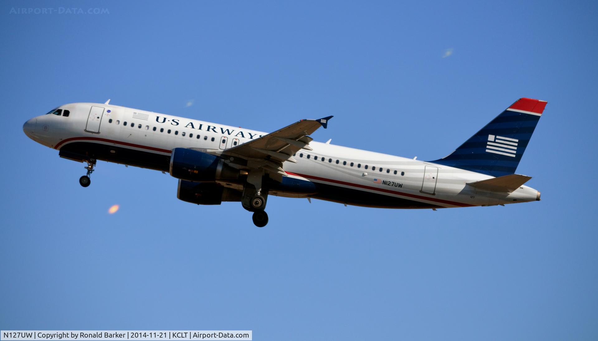 N127UW, 2010 Airbus A320-214 C/N 4202, Takeoff CLT