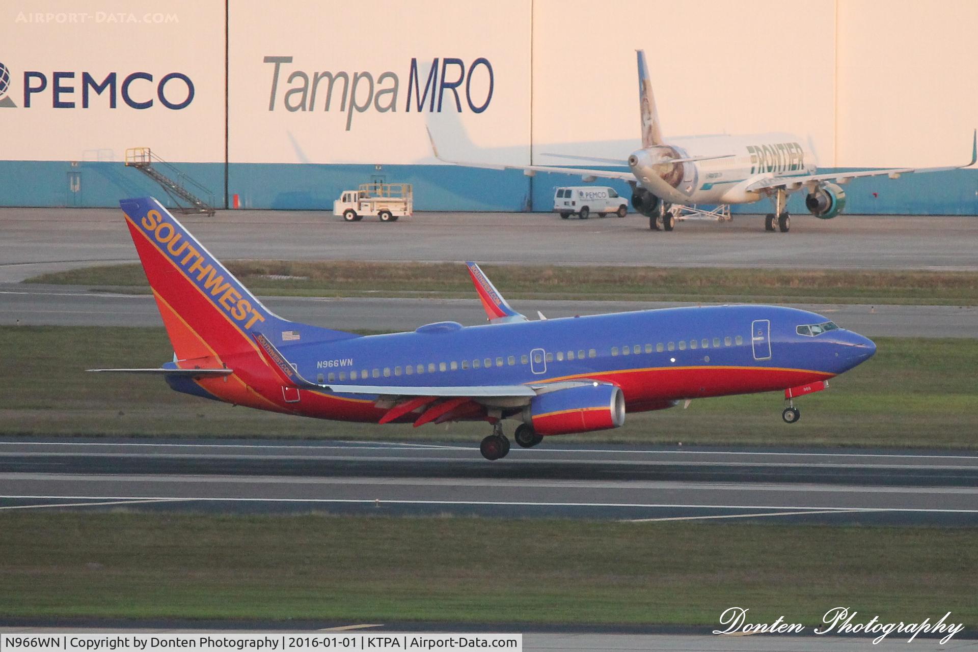N966WN, 2011 Boeing 737-7H4 C/N 36966, Southwest Flight 1589 (N966WN) arrives at Tampa International Airport following flight from Baltimore-Washington International Airport