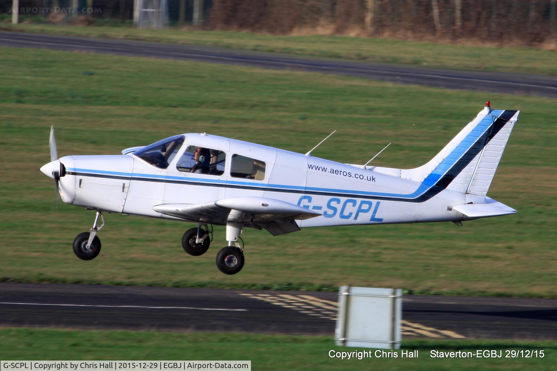 G-SCPL, 1977 Piper PA-28-140 Cherokee Cruiser C/N 28-7725160, at Staverton