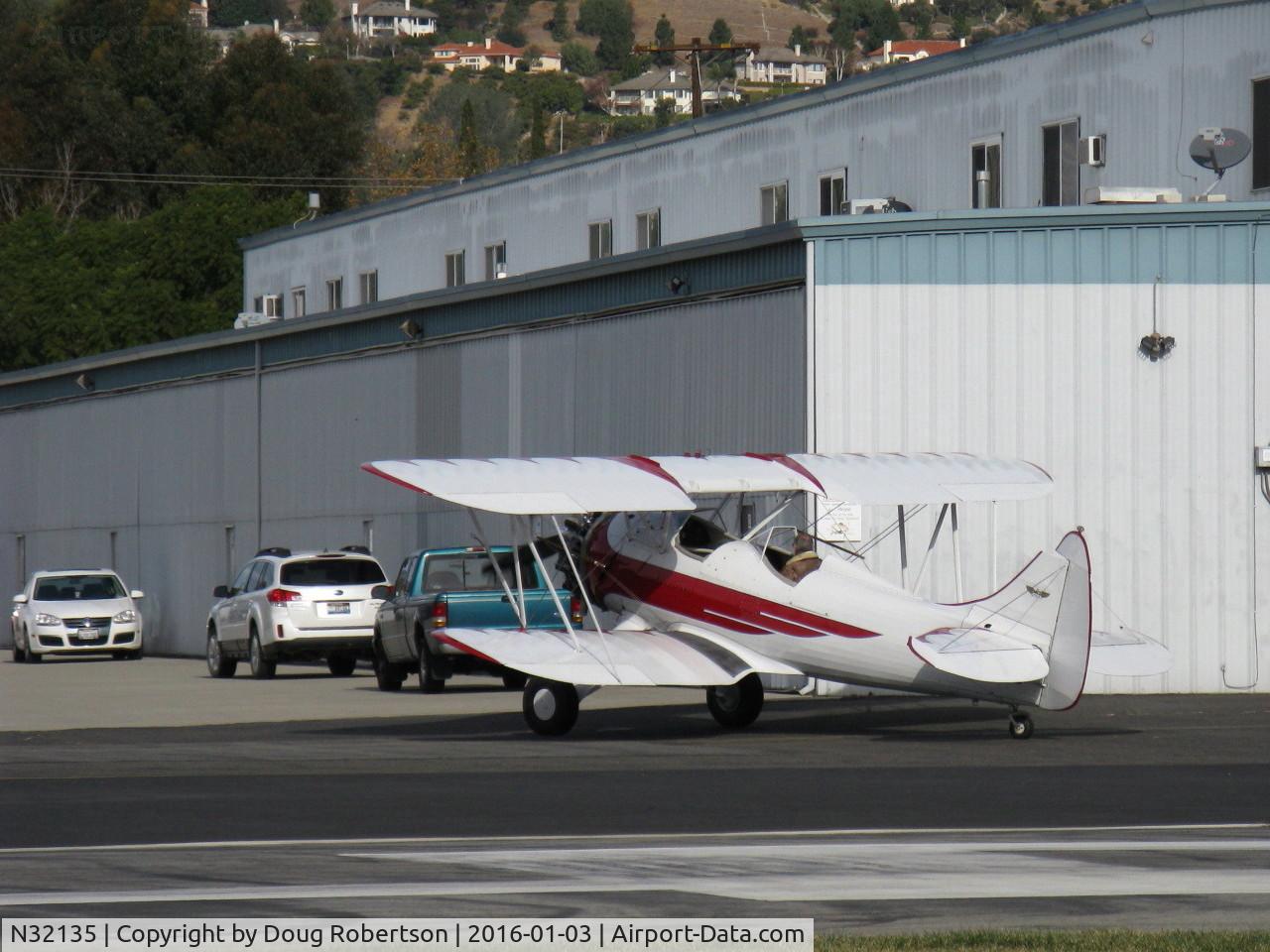 N32135, 1941 Waco UPF-7 C/N 5767, 1941 Waco UPF-7, Continental W670 220 Hp radial, taxi to hangar