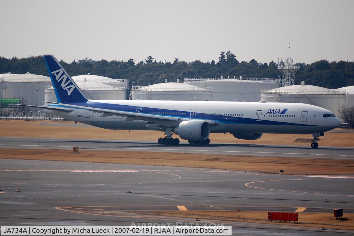 JA734A, 2006 Boeing 777-381/ER C/N 32649, At Narita