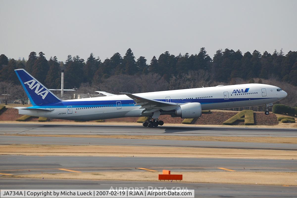 JA734A, 2006 Boeing 777-381/ER C/N 32649, At Narita