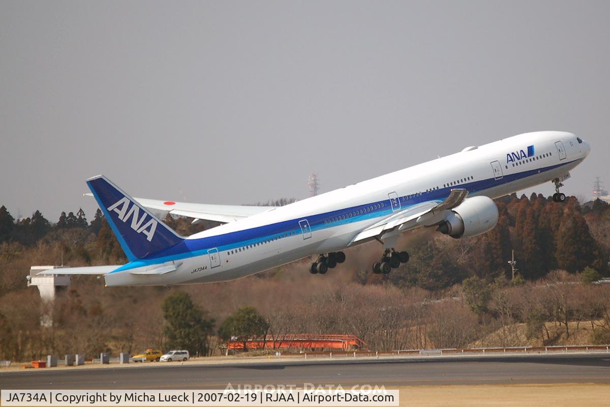 JA734A, 2006 Boeing 777-381/ER C/N 32649, At Narita