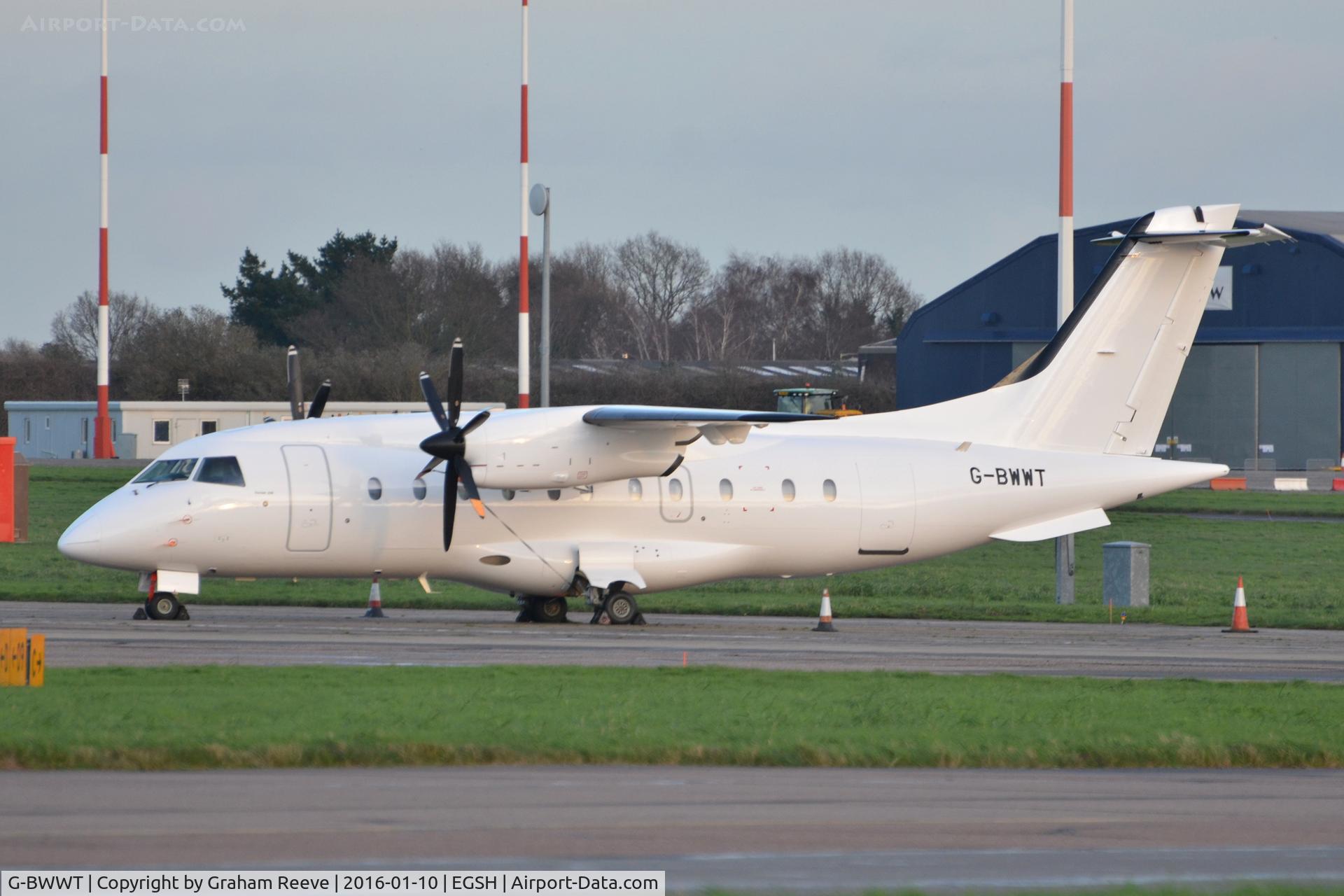 G-BWWT, 1995 Dornier 328-100 C/N 3022, Fresh out of the paint shop and in a new all white scheme.