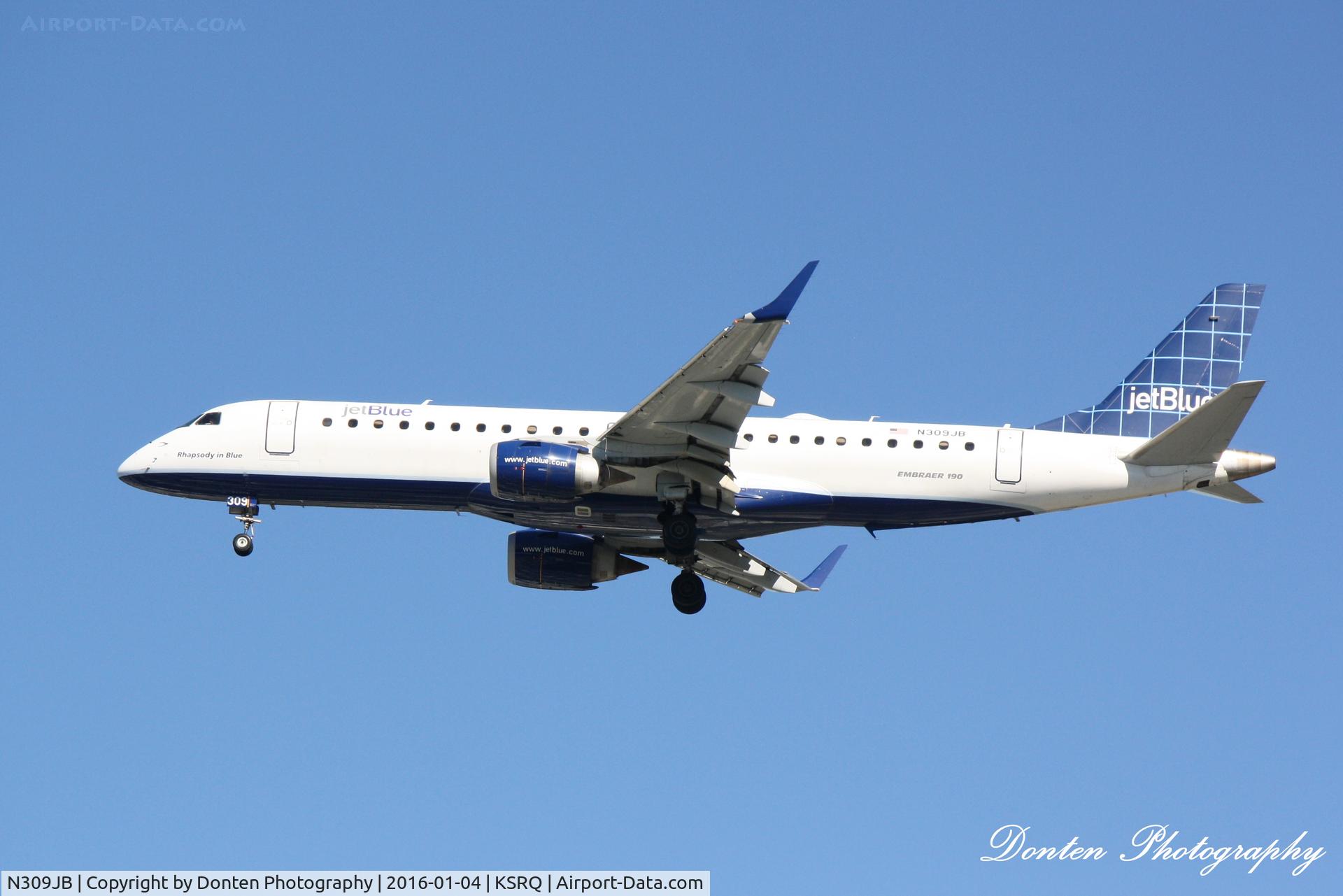 N309JB, Embraer ERJ-190-100 IGW 190AR C/N 19000289, JetBlue Flight 163 (N309JB) 
