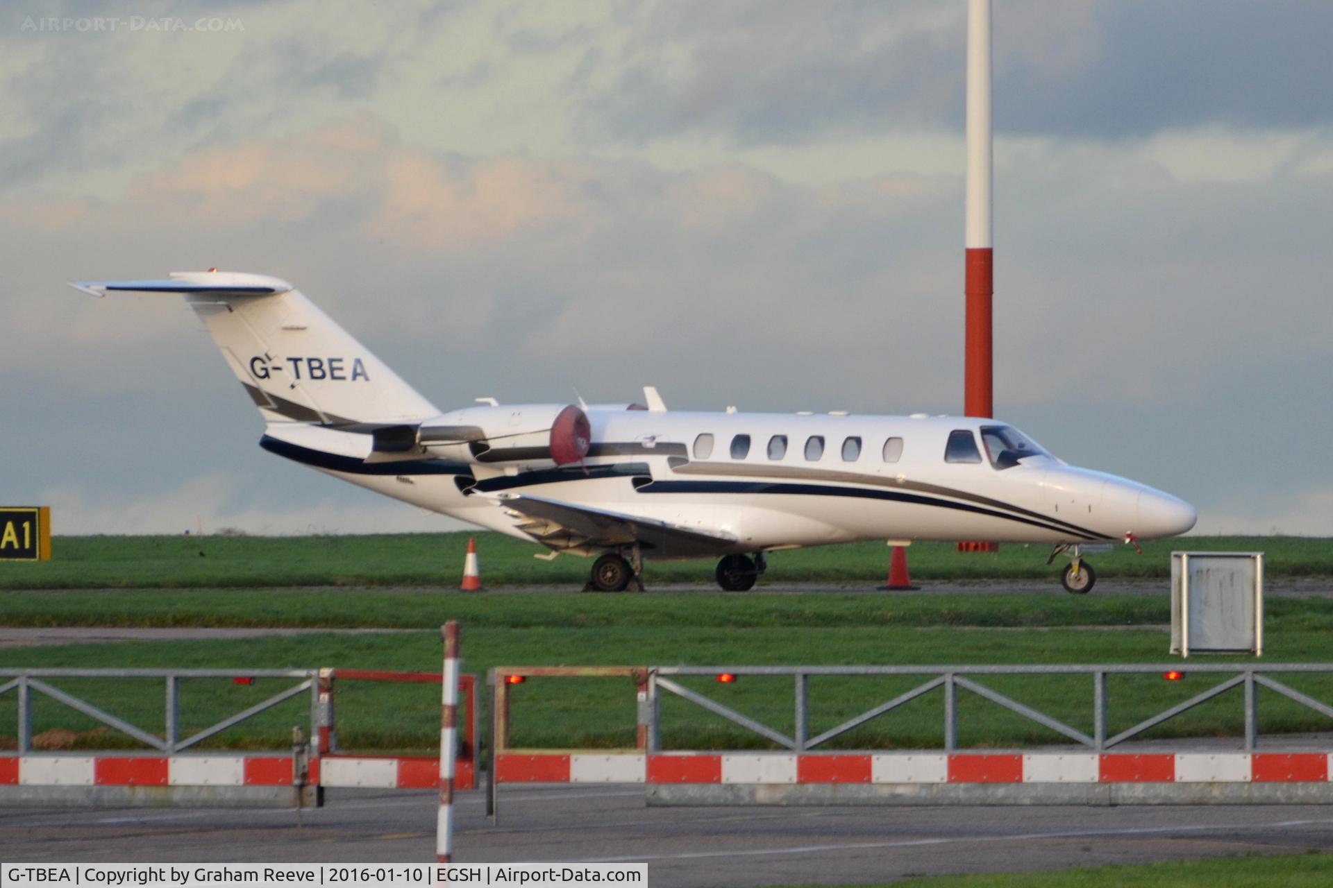 G-TBEA, 2003 Cessna 525A CitationJet CJ2 C/N 525A-0191, Parked at Norwich after its off runway excursion.