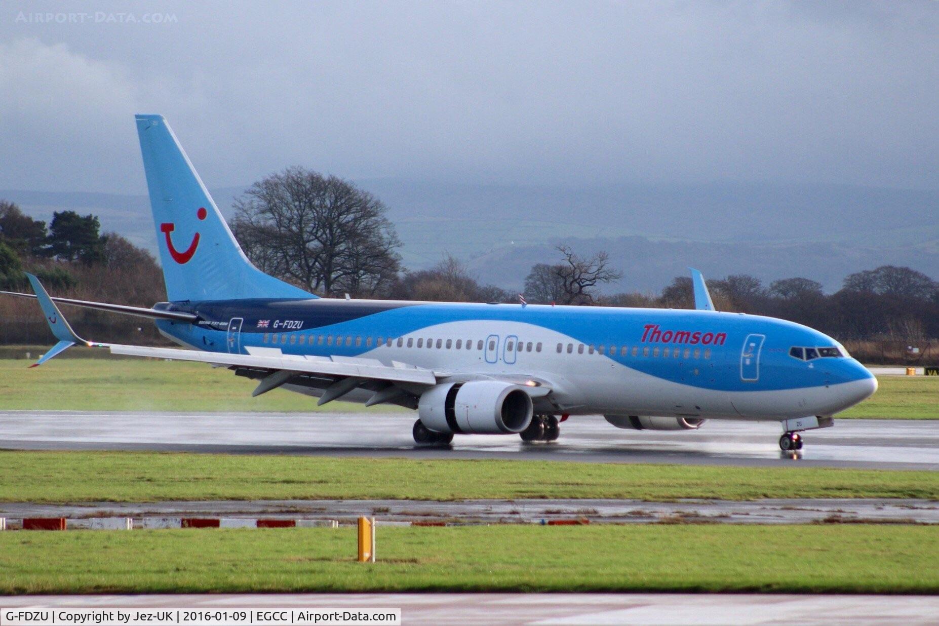 G-FDZU, 2011 Boeing 737-8K5 C/N 37253, rollout and reverse thrust on runway 23r,
