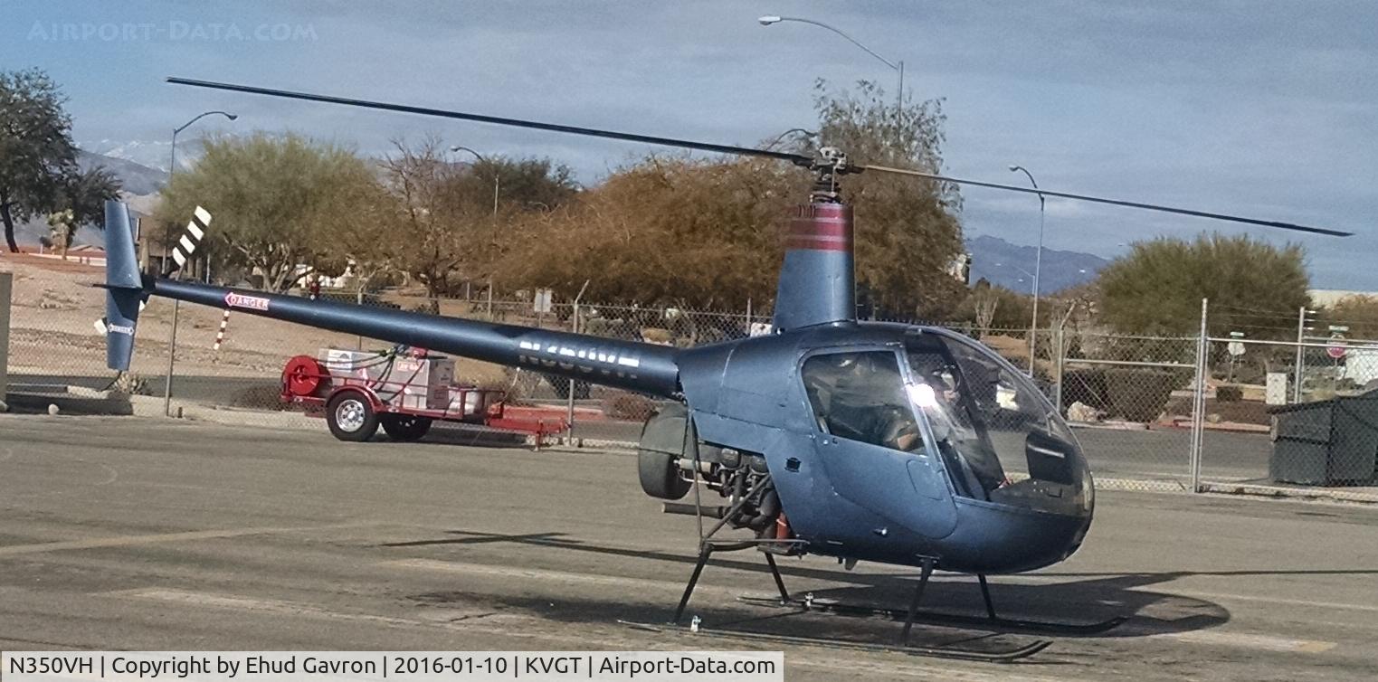 N350VH, Robinson R22 BETA C/N 2286, N350VH on the ground at 702 Helicopters at KVGT, rotors spun up, about to take off.

7C, wind 320 at 8, and 0911PST.