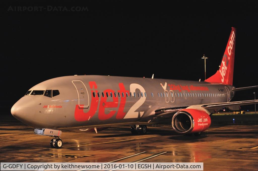 G-GDFY, 2001 Boeing 737-86Q C/N 30278, Arriving following air test.