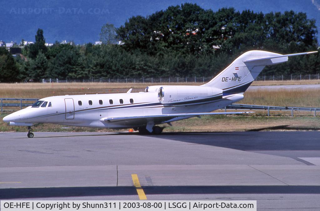 OE-HFE, 2002 Cessna 750 Citation X Citation X C/N 750-0179, Parked at the TAG Aviation area...