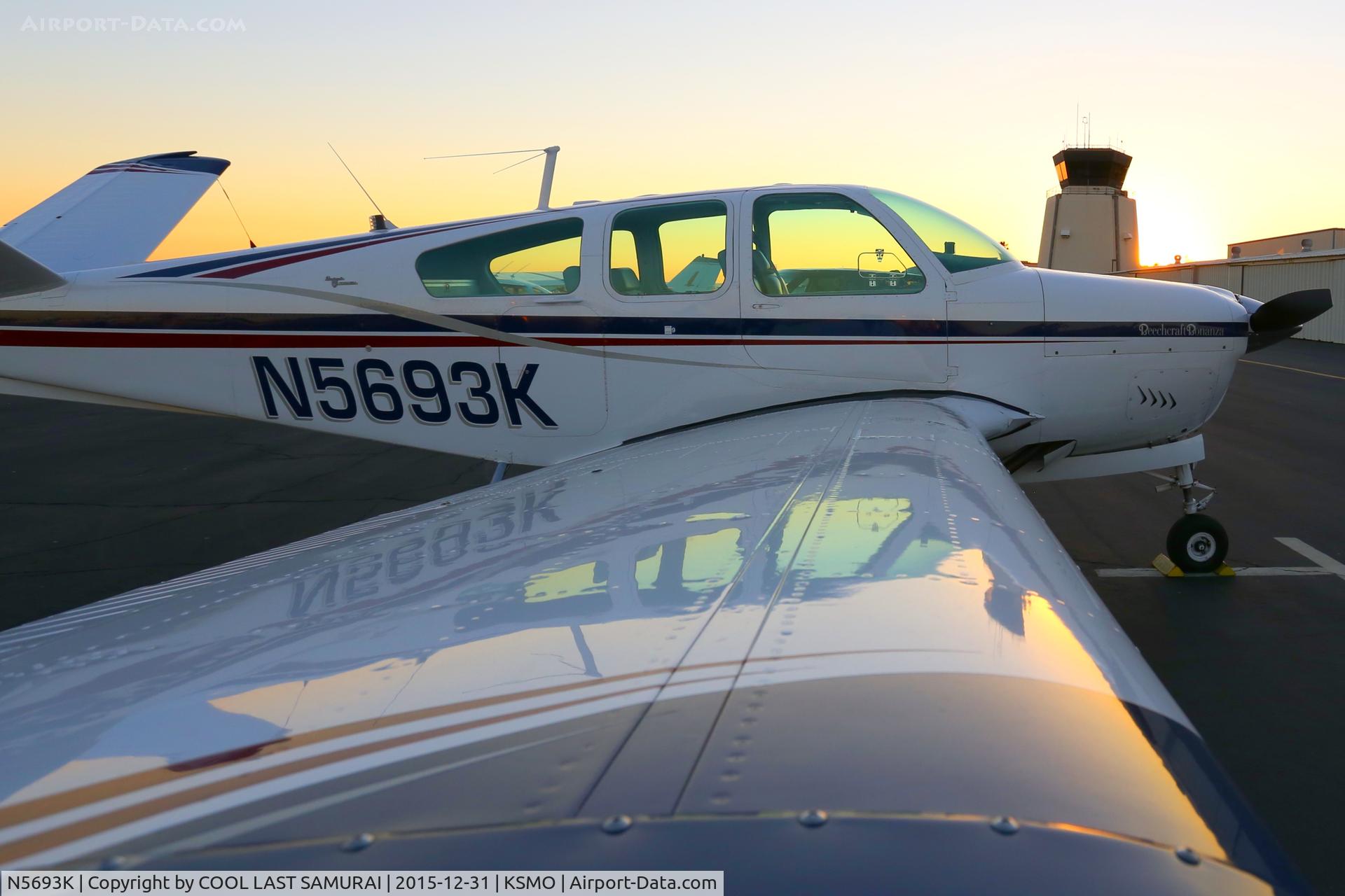 N5693K, 1964 Beech S35 Bonanza C/N D-7625, 93K at KSMO parking