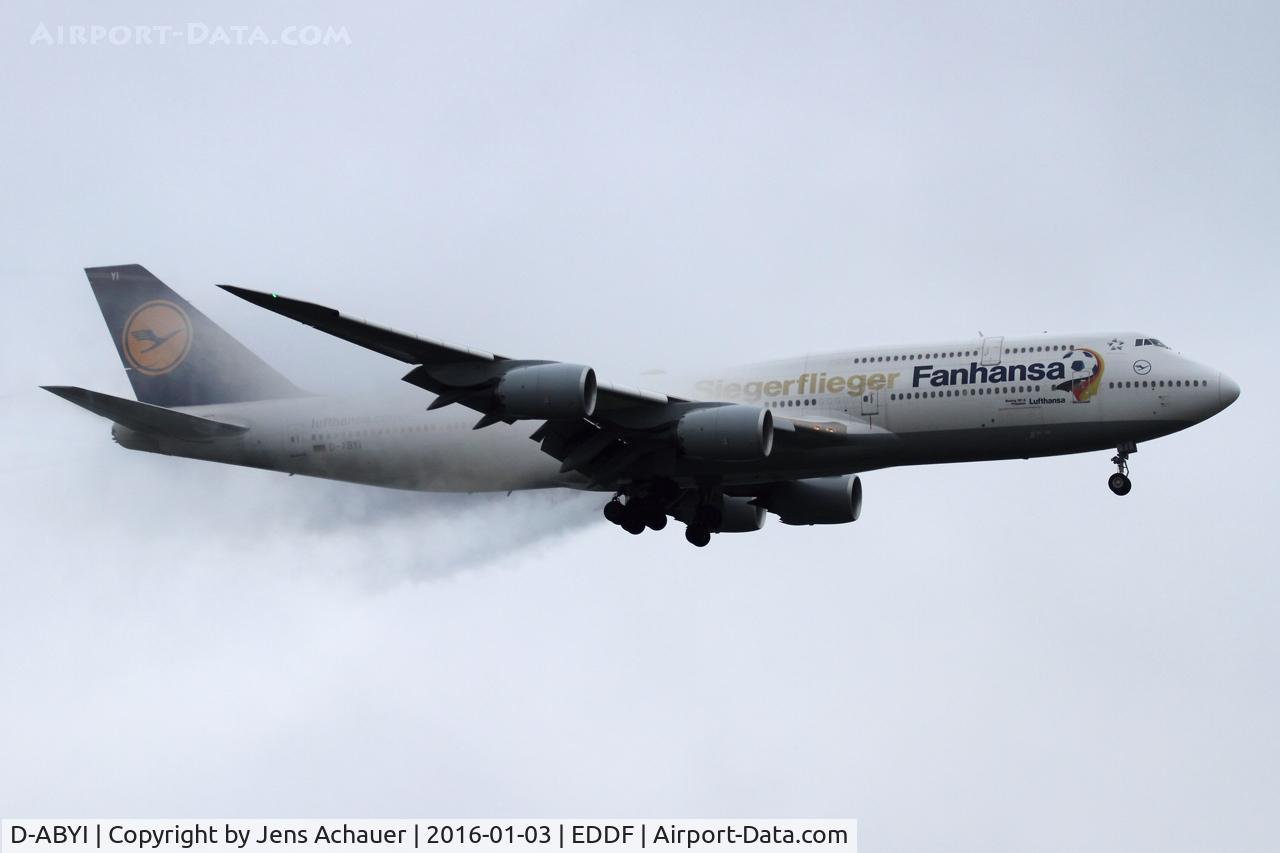 D-ABYI, 2013 Boeing 747-830 C/N 37833, Siegerflieger arriving from Mexico