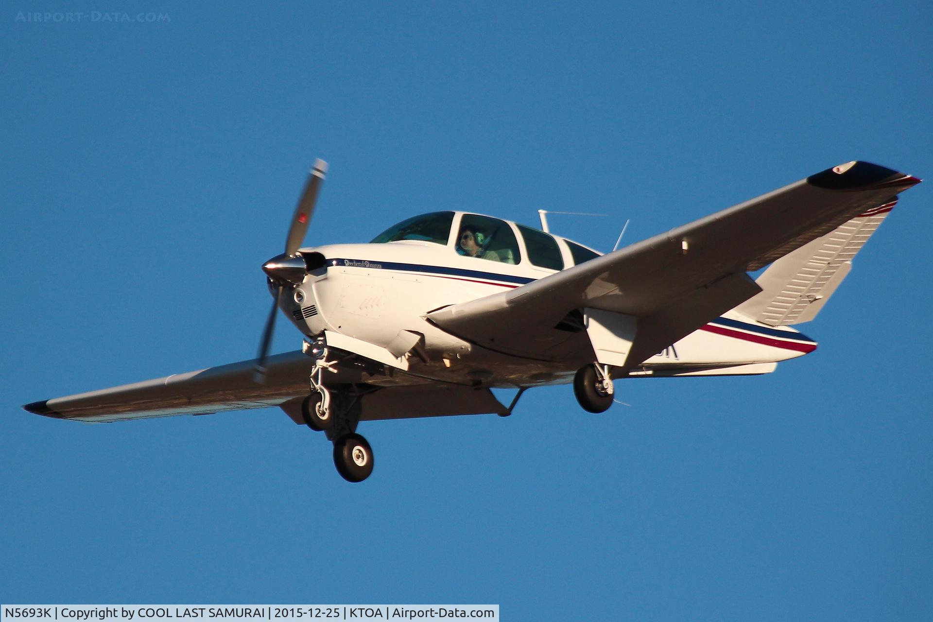 N5693K, 1964 Beech S35 Bonanza C/N D-7625, Approaching Torrance Rwy29R. Photo by MKoba