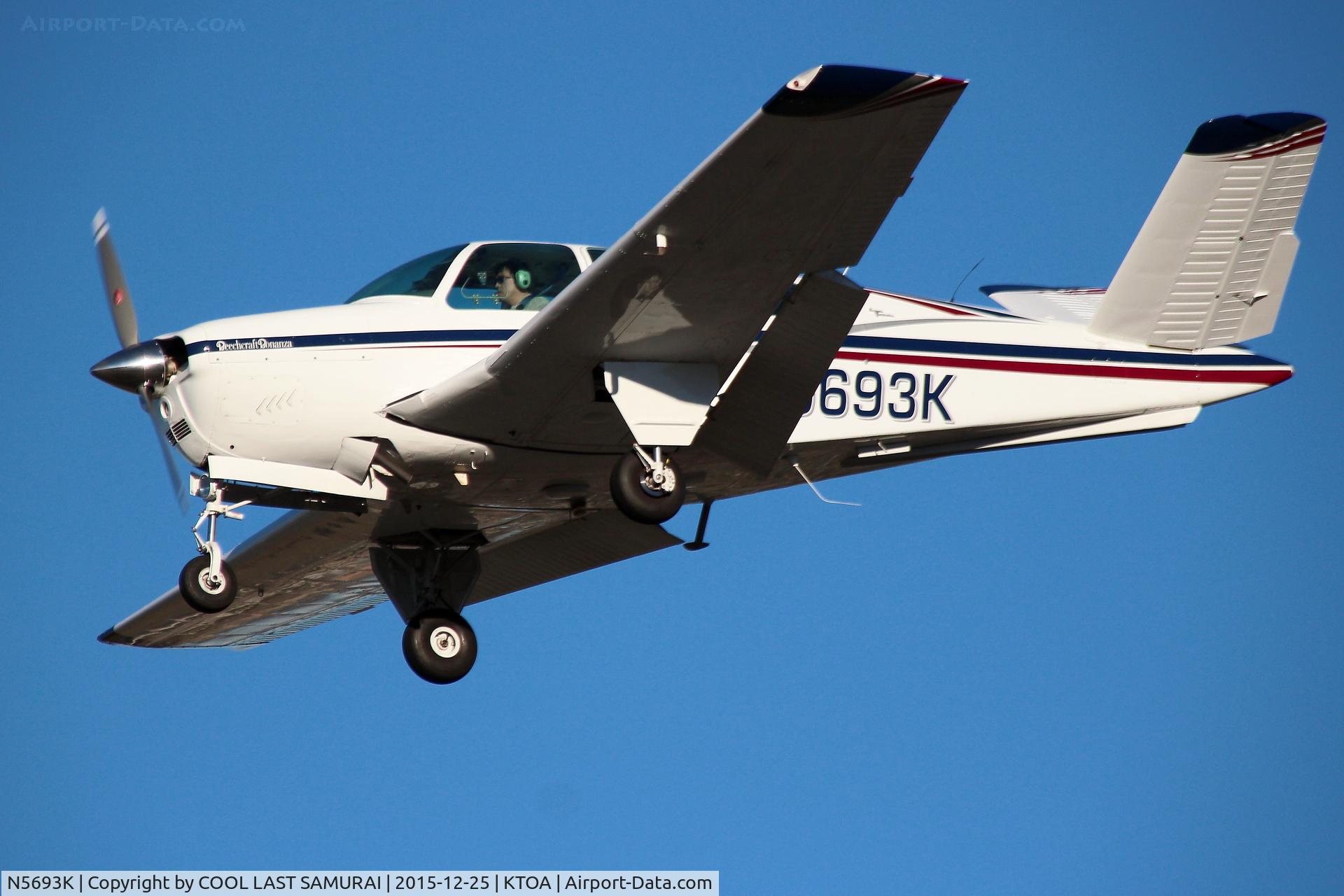 N5693K, 1964 Beech S35 Bonanza C/N D-7625, Approaching Torrance Rwy29R. Photo by MKoba