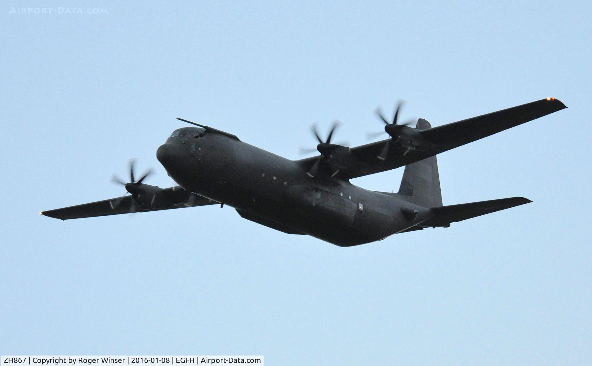 ZH867, 1997 Lockheed Martin C-130J-30 Hercules C.4 C/N 382-5416, Low flyby over Runway 22 at dusk by RAF Hercules C.4 aircraft coded 867 of the Brize Norton Transport Wing. Thanks Derek for supplying the s/n.
