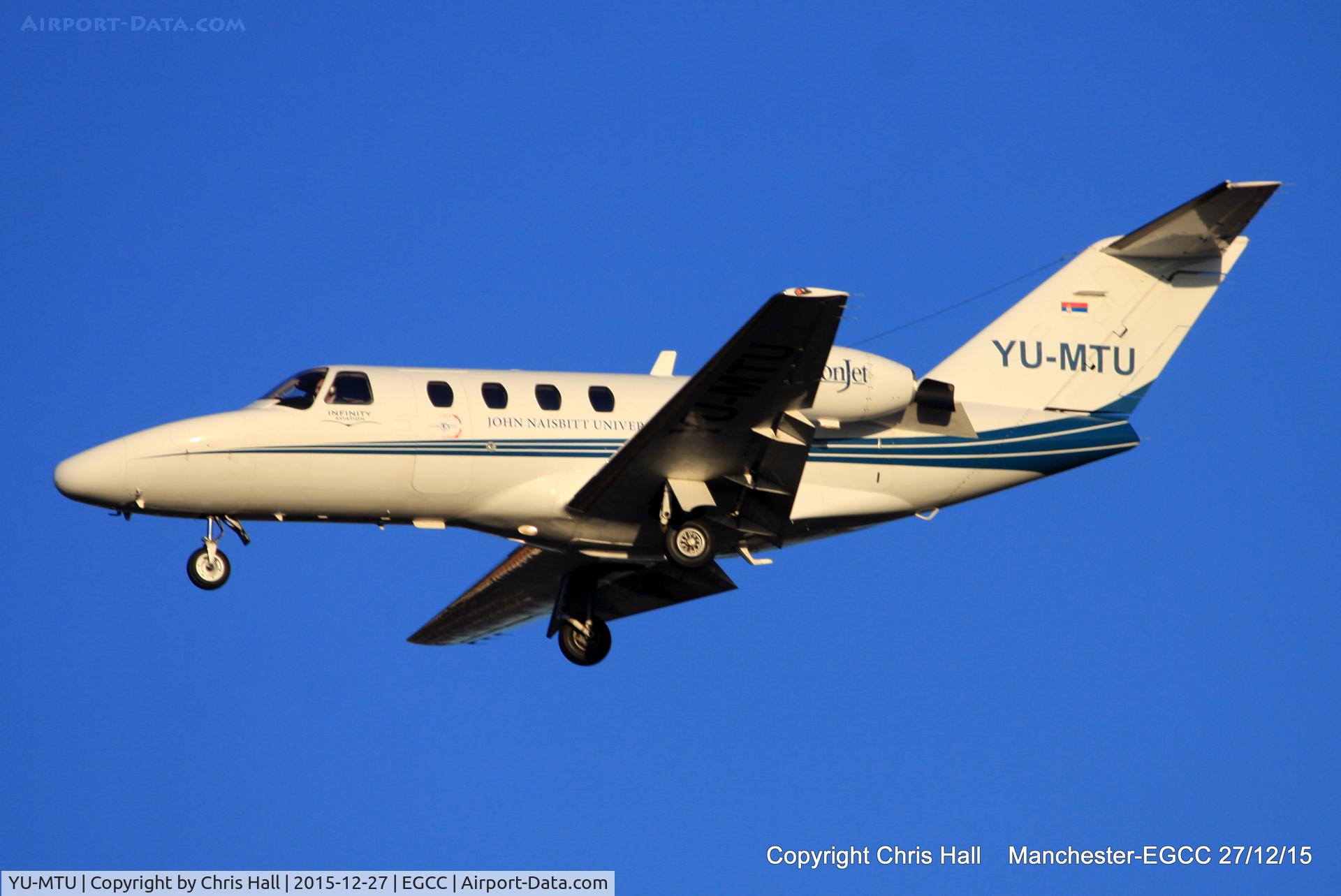 YU-MTU, 1998 Cessna 525 CitationJet CJ1 C/N 525-0295, on finals for RW23R at Manchester