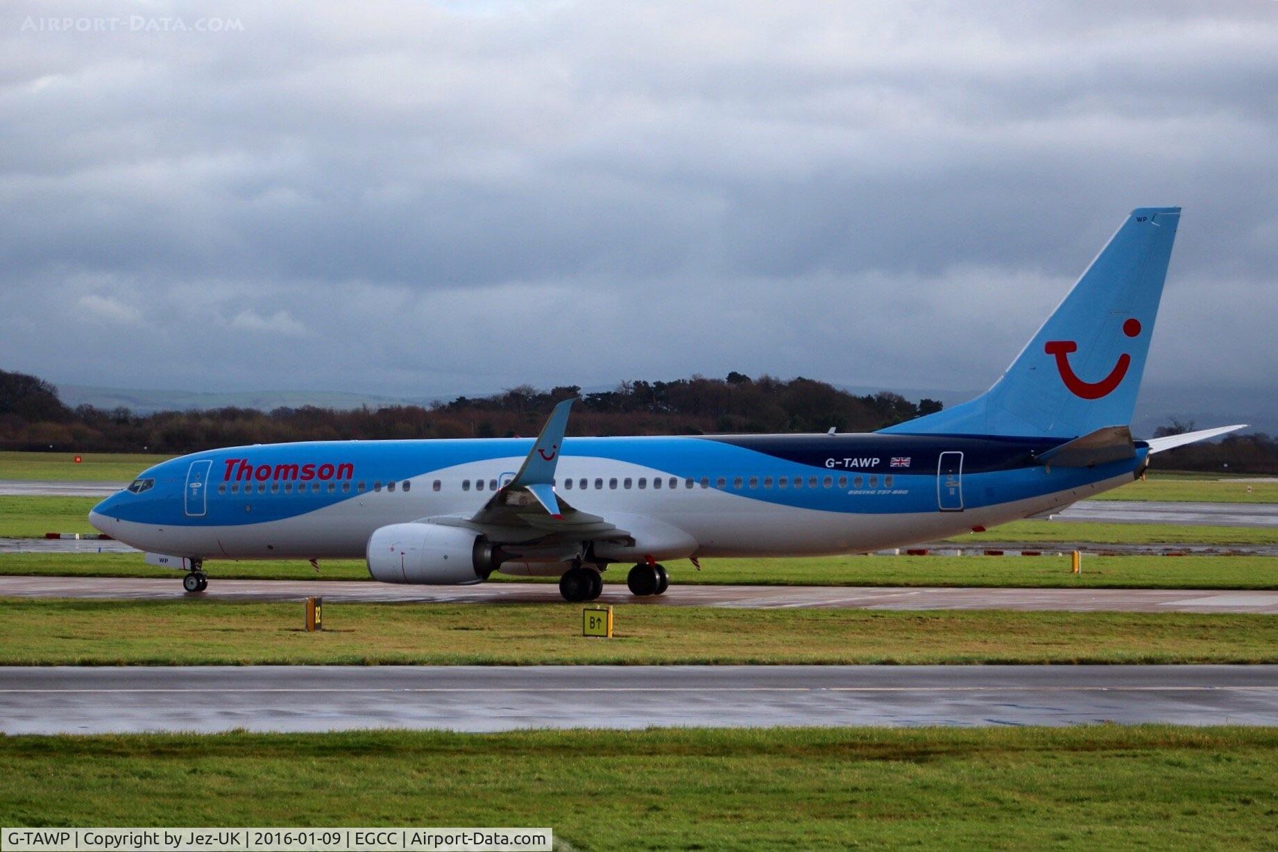 G-TAWP, 2013 Boeing 737-8K5 C/N 37257, on taxiway Bravo on route to terminal T2,