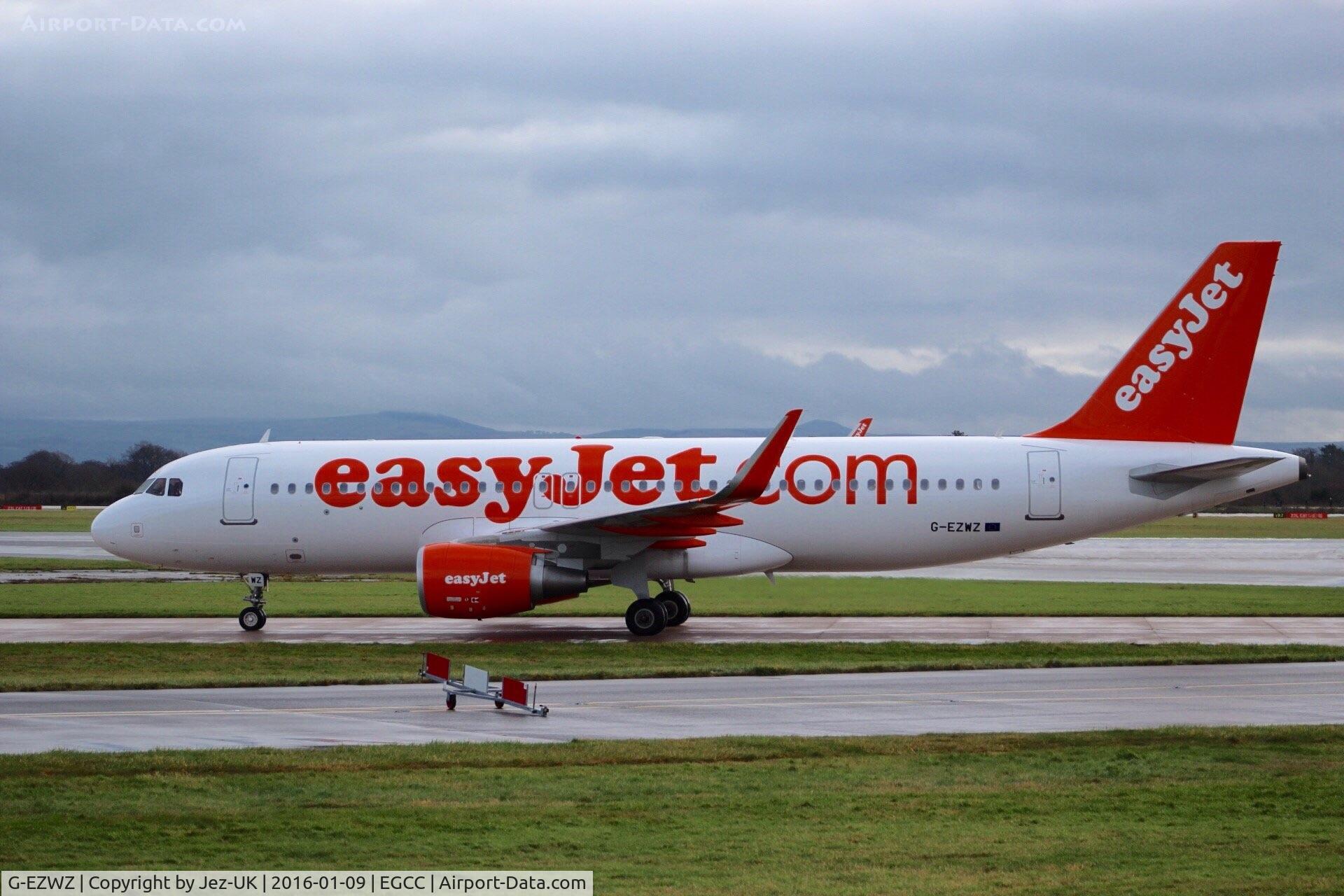 G-EZWZ, 2014 Airbus A320-214 C/N 6353, on taxiway Bravo on route to terminal T3