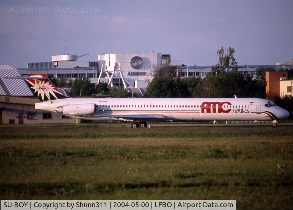 SU-BOY, 1996 McDonnell Douglas MD-83 (DC-9-83) C/N 53191, Taxiing holding point rwy 32R for departure...