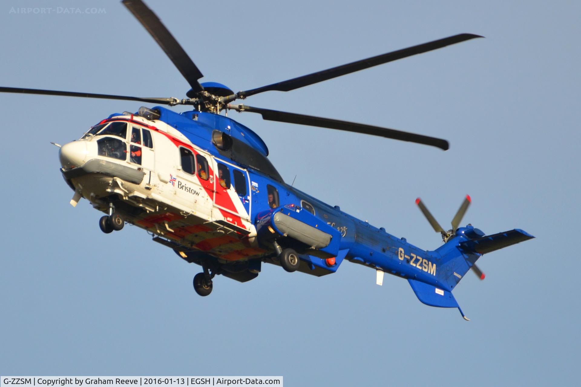 G-ZZSM, 2014 Airbus Helicopters EC-225LP Super Puma C/N 2937, Landing at Norwich.