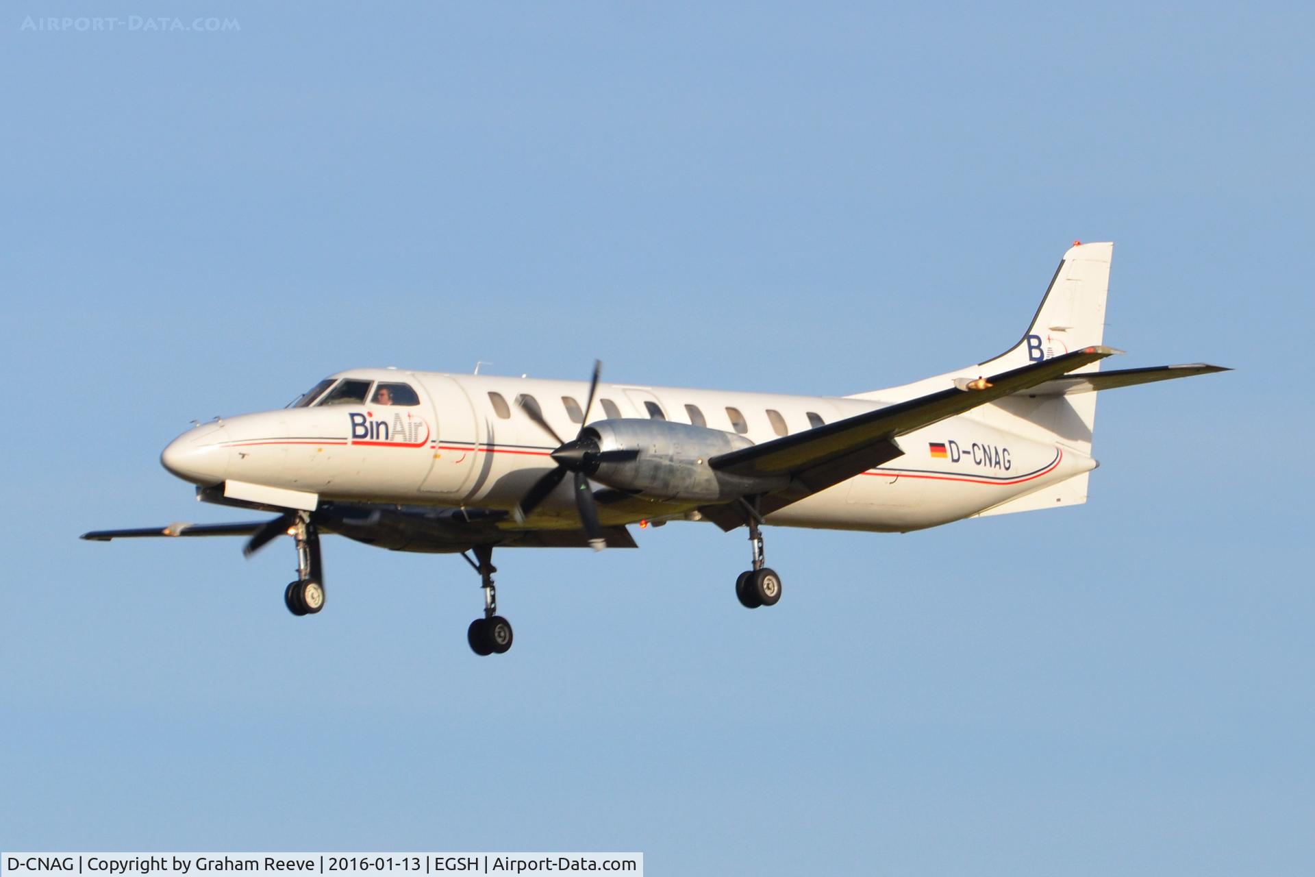 D-CNAG, 1995 Fairchild SA-227DC Metro 23 C/N DC-893B, Landing at Norwich.