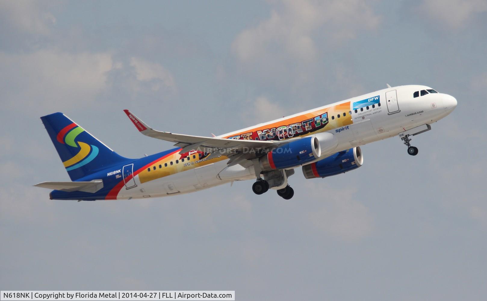 N618NK, 2012 Airbus A320-232 C/N 5458, Spirit Ft Worth postcard