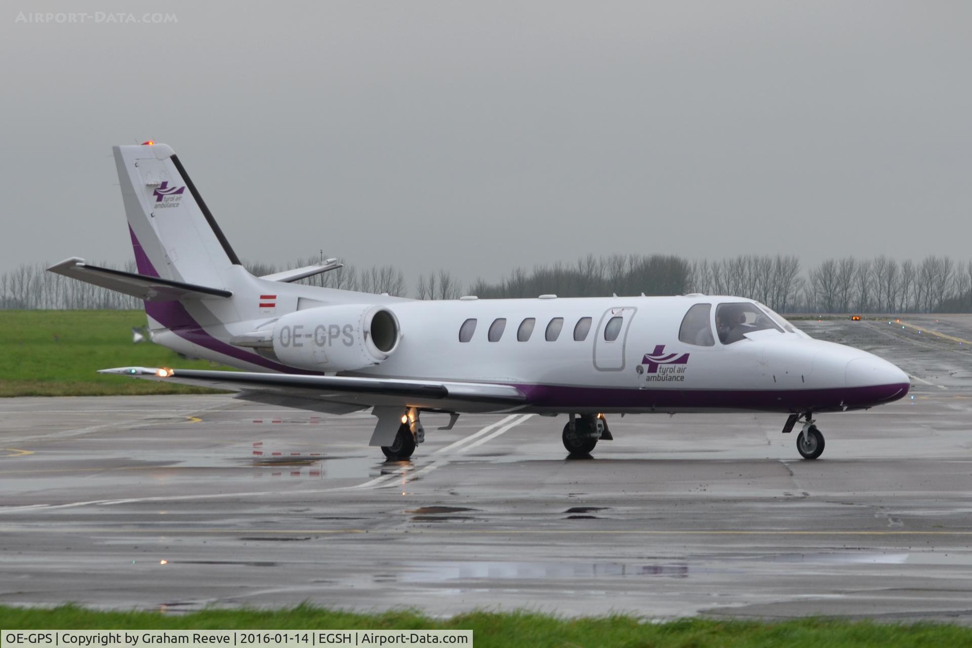 OE-GPS, 1998 Cessna 550 Citation Bravo C/N 550-0837, Departing from Norwich.