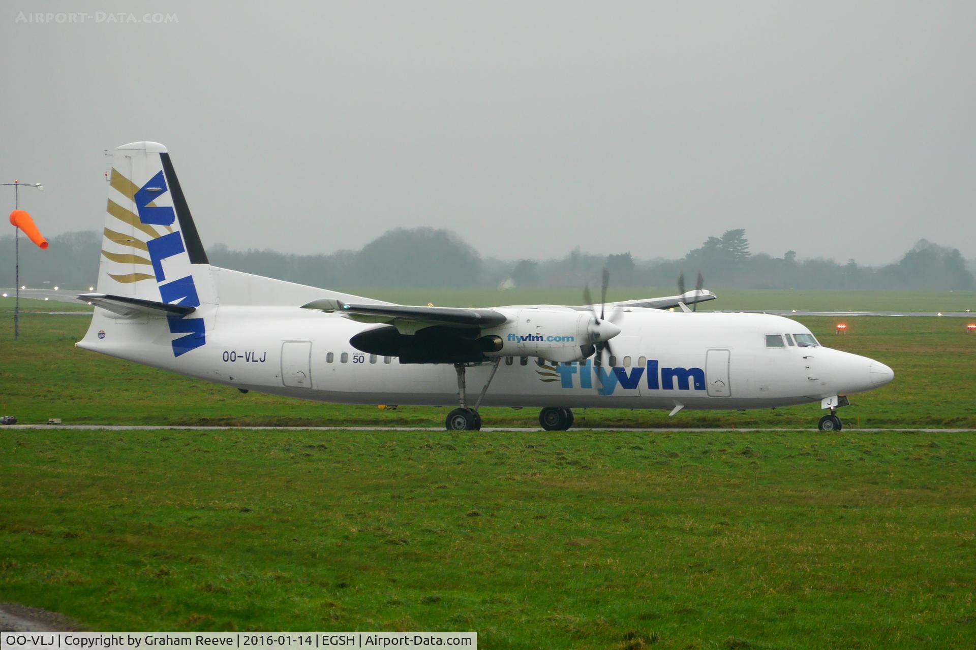 OO-VLJ, 1987 Fokker 50 C/N 20105, About to depart from Norwich.