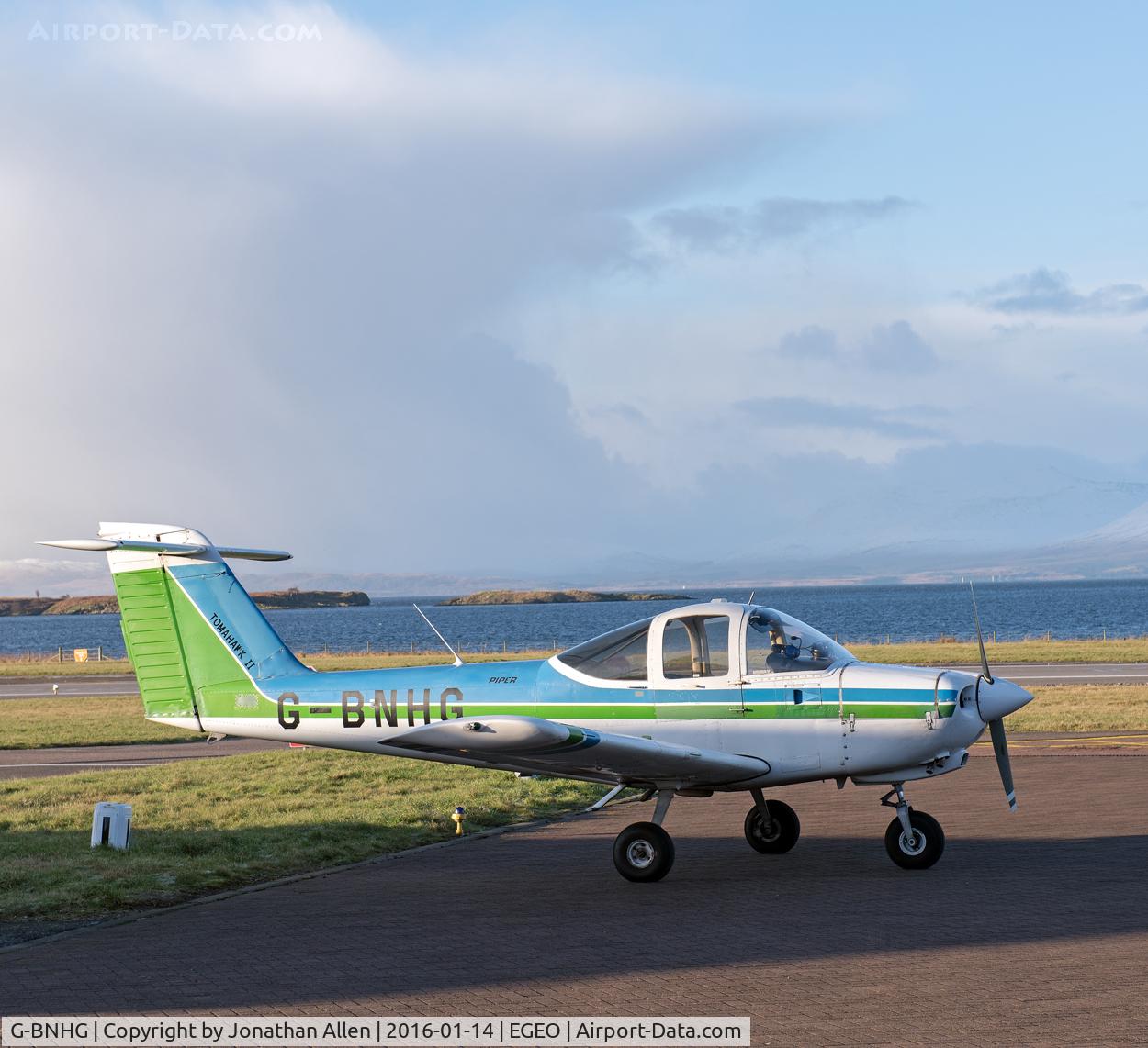 G-BNHG, 1980 Piper PA-38-112 Tomahawk Tomahawk C/N 38-82A0030, On the apron at Oban Airport.