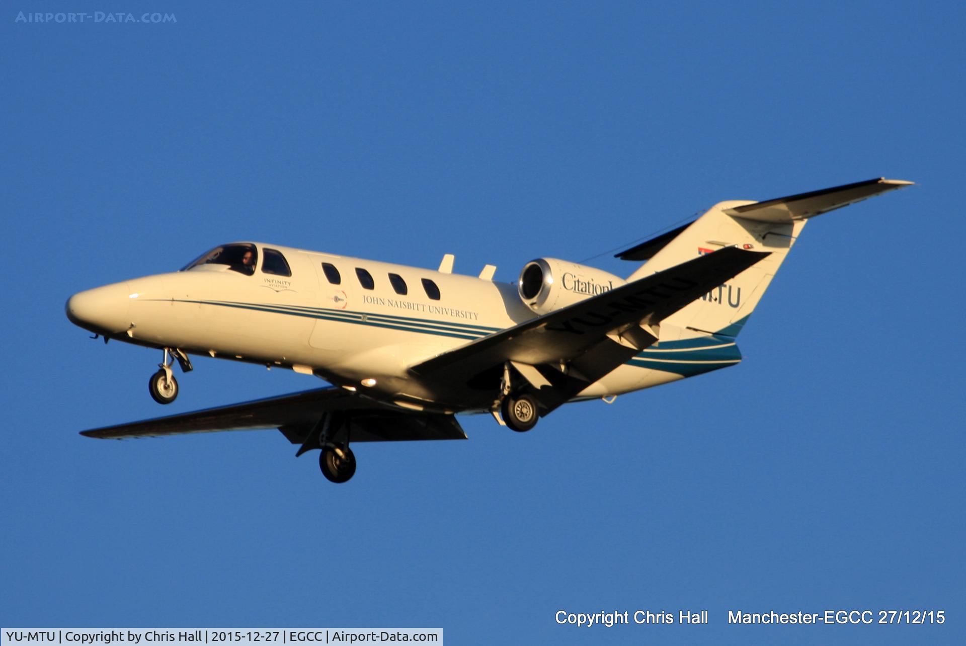 YU-MTU, 1998 Cessna 525 CitationJet CJ1 C/N 525-0295, on finals for RW23R at Manchester