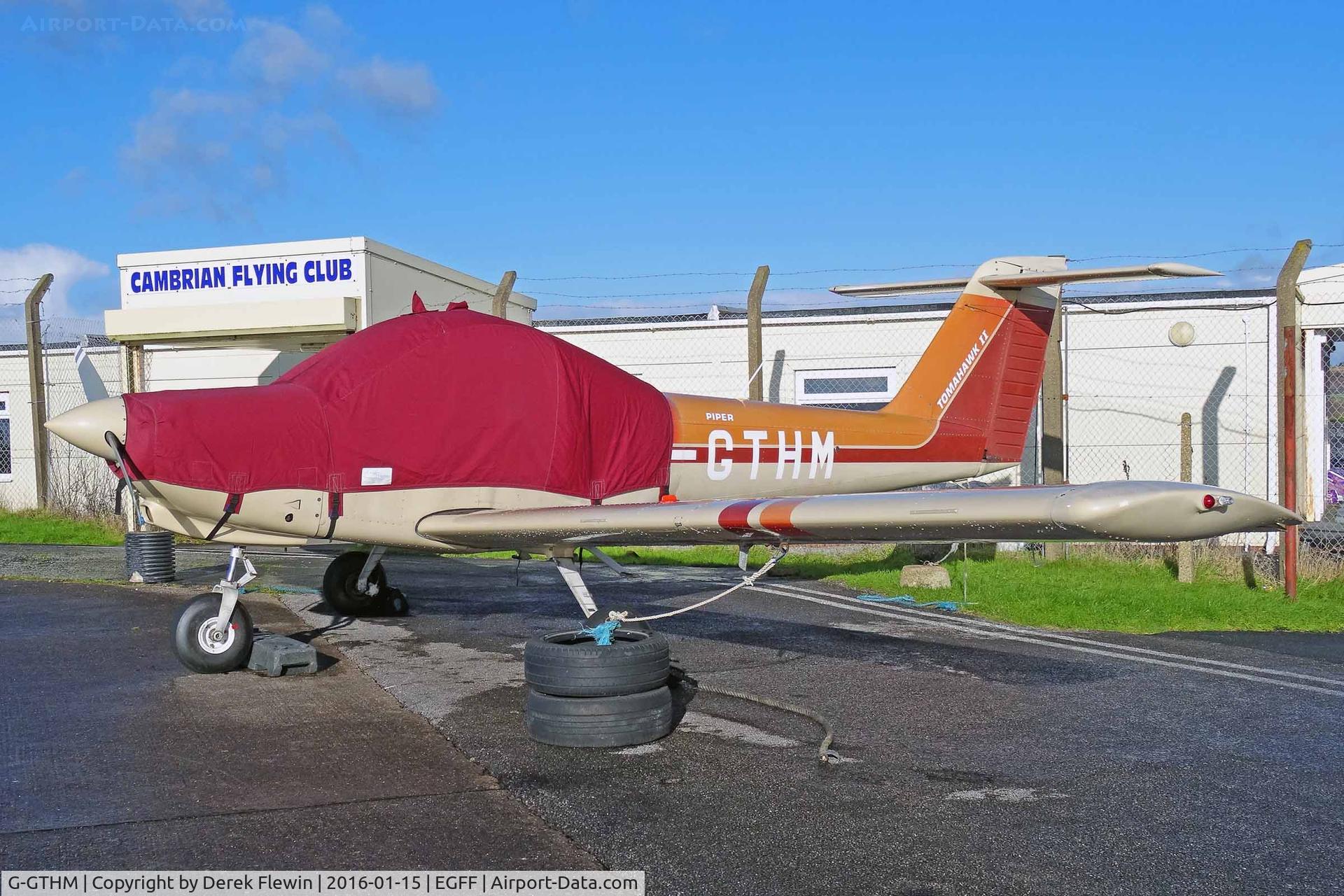 G-GTHM, 1981 Piper PA-38-112 Tomahawk Tomahawk C/N 38-81A0171, Tomahawk, Cambrian Flying Club, previously N91338, C-GTHM, latest Aircraft to be added to the Fleet, seen parked up.