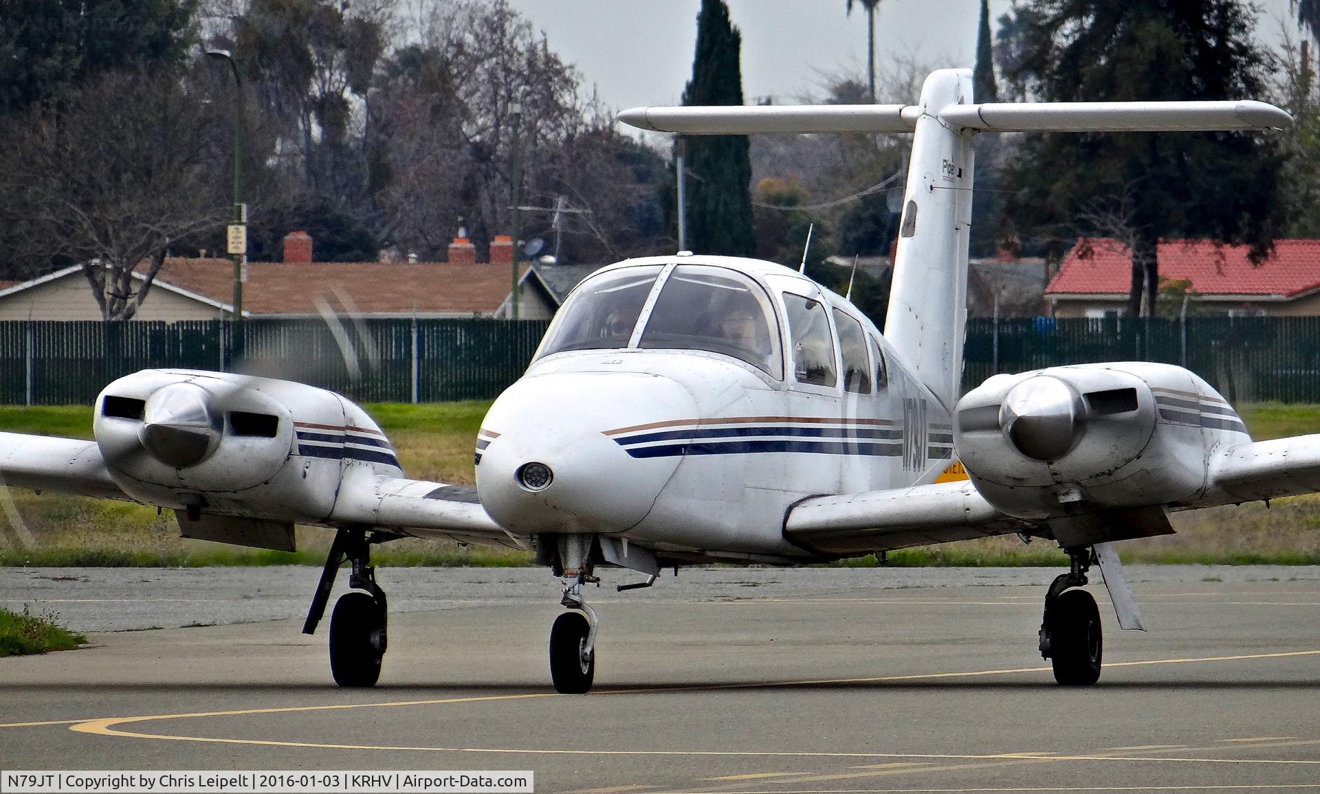N79JT, 1979 Piper PA-44-180 Seminole C/N 44-7995255, Locally-based 1979 Piper PA-44-180 taxing out for departure at Reid Hillview Airport, San Jose, CA.