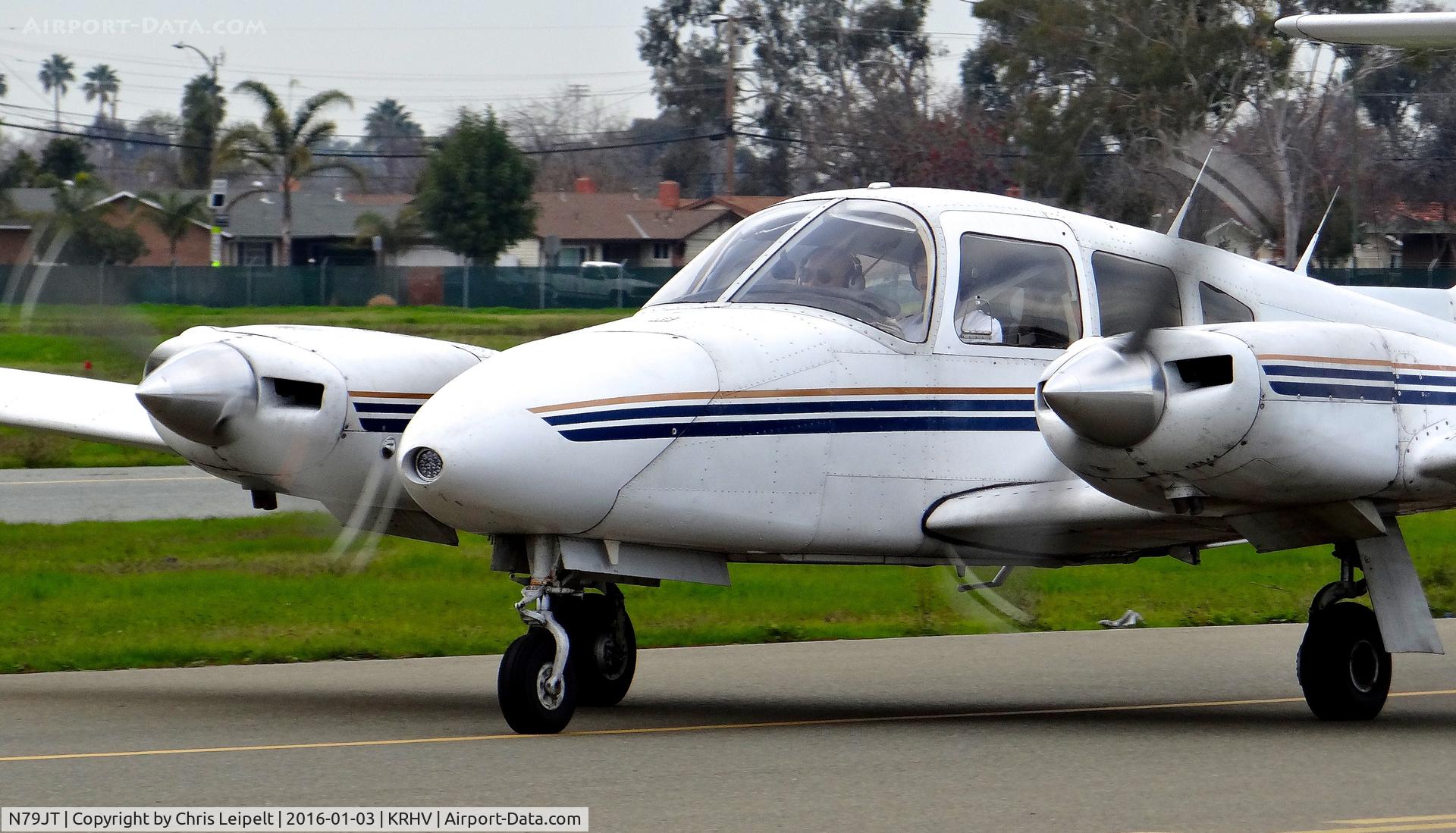 N79JT, 1979 Piper PA-44-180 Seminole C/N 44-7995255, Locally-based 1979 Piper PA-44-180 taxing out for departure at Reid Hillview Airport, San Jose, CA.