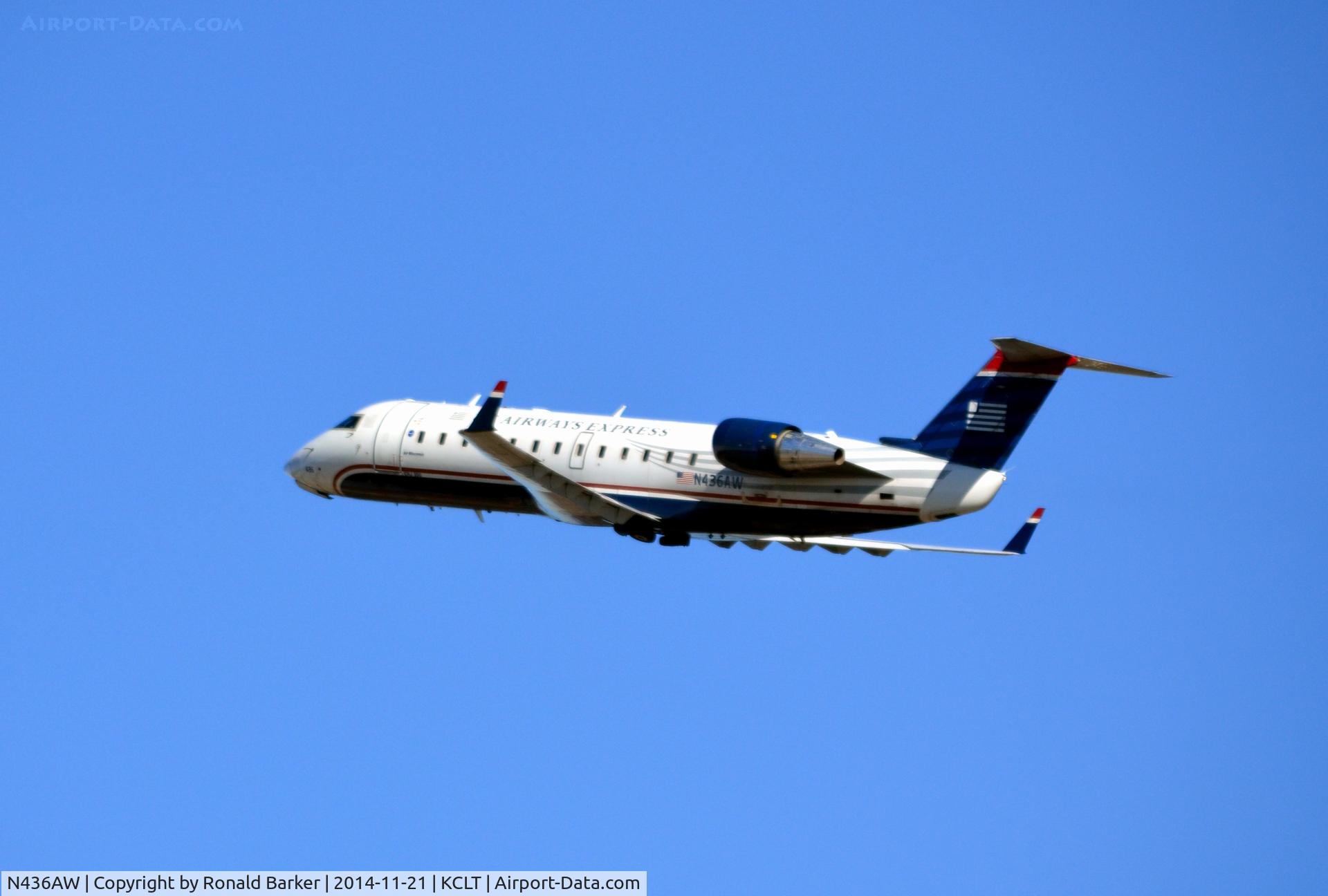 N436AW, 2002 Bombardier CRJ-200LR (CL-600-2B19) C/N 7734, Departure CLT
